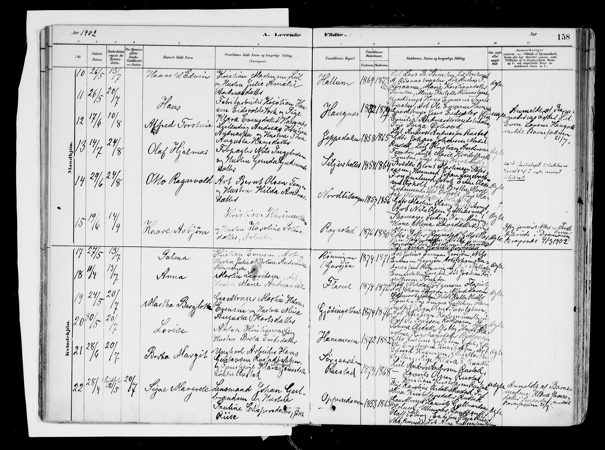 Hurdal prestekontor Kirkebøker, AV/SAO-A-10889/F/Fa/L0007: Parish register (official) no. I 7, 1878-1906, p. 158