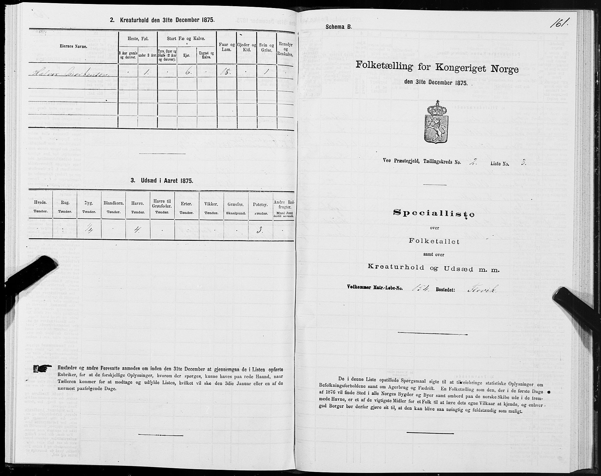 SAT, 1875 census for 1541P Veøy, 1875, p. 1161