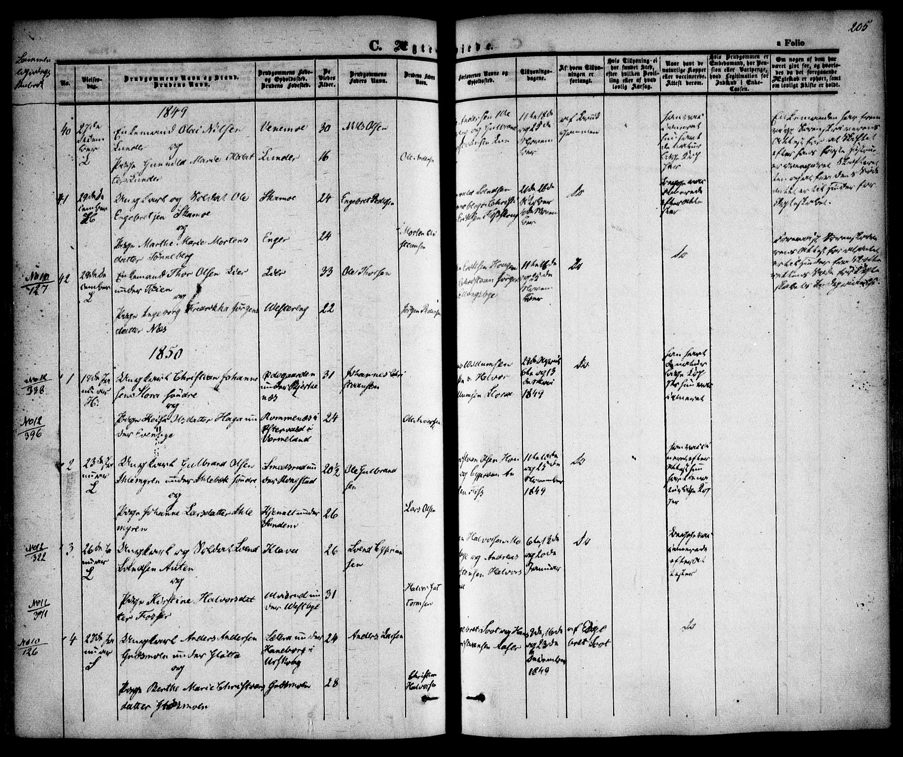 Høland prestekontor Kirkebøker, AV/SAO-A-10346a/F/Fa/L0009: Parish register (official) no. I 9, 1846-1853, p. 205