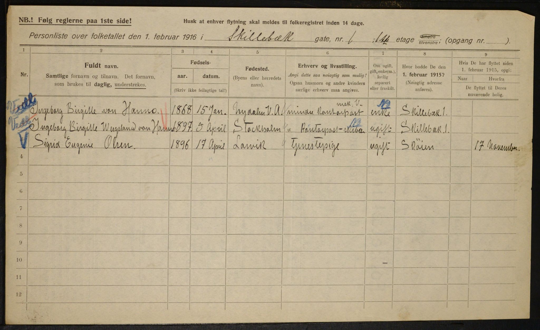OBA, Municipal Census 1916 for Kristiania, 1916, p. 97900