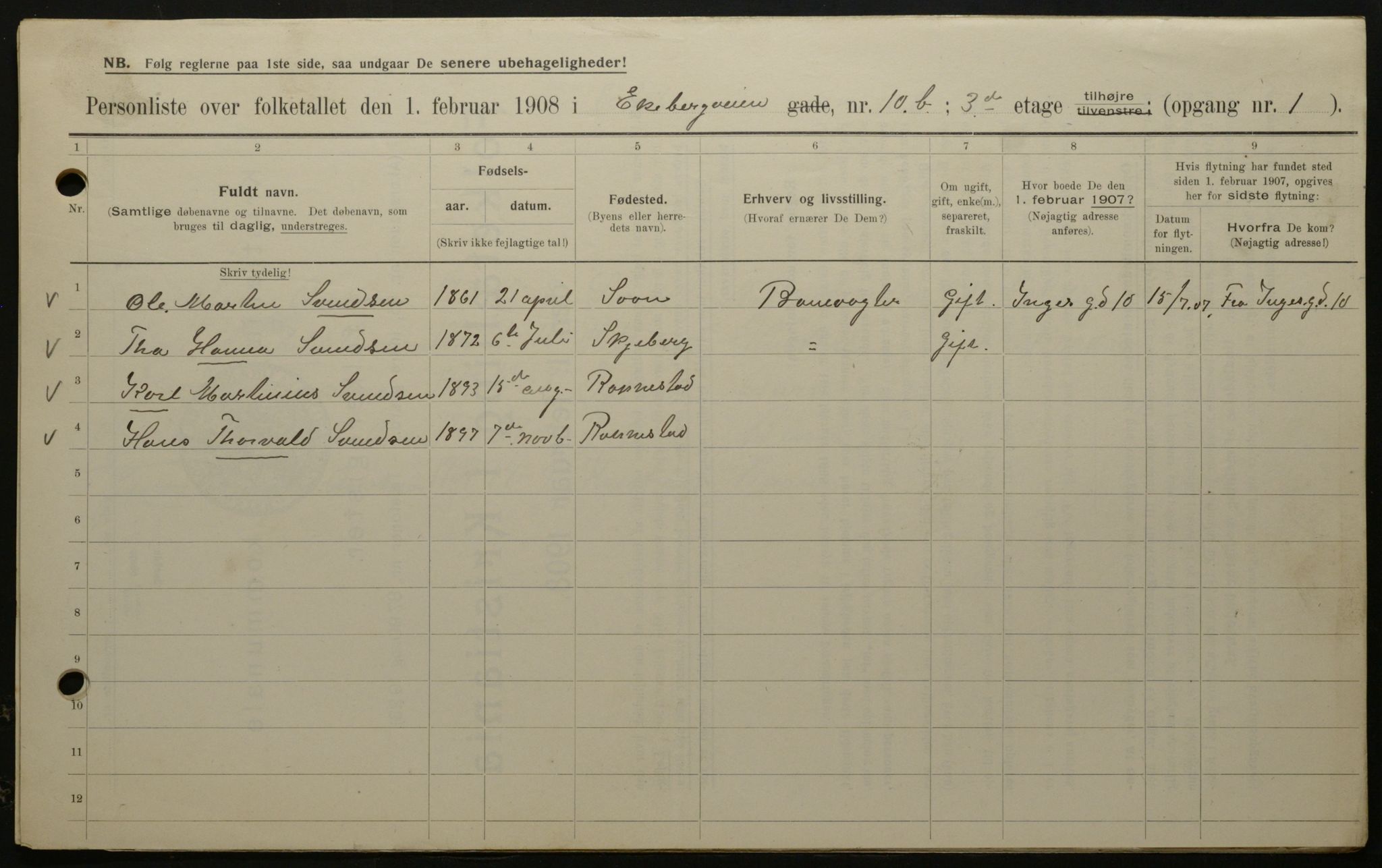 OBA, Municipal Census 1908 for Kristiania, 1908, p. 18503