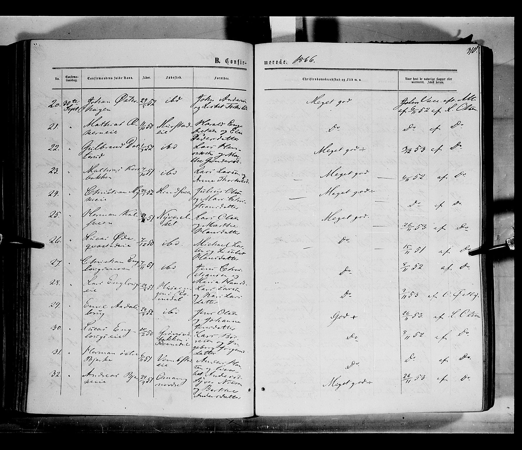 Løten prestekontor, AV/SAH-PREST-022/K/Ka/L0008: Parish register (official) no. 8, 1860-1877, p. 310