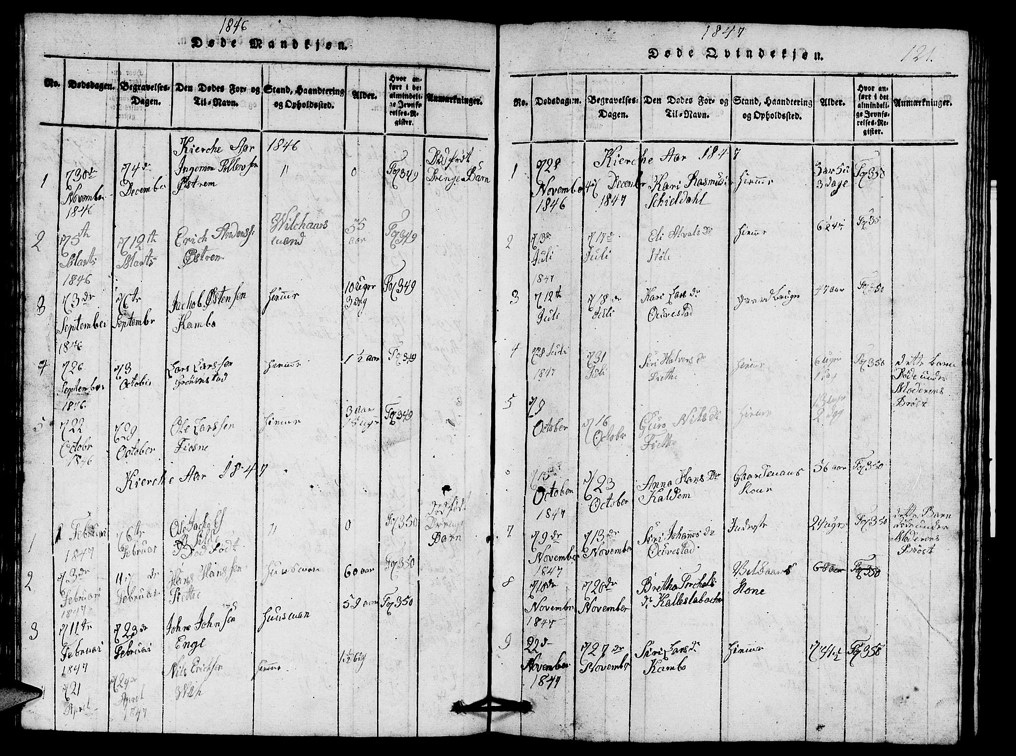 Etne sokneprestembete, SAB/A-75001/H/Hab: Parish register (copy) no. A 1, 1815-1849, p. 121