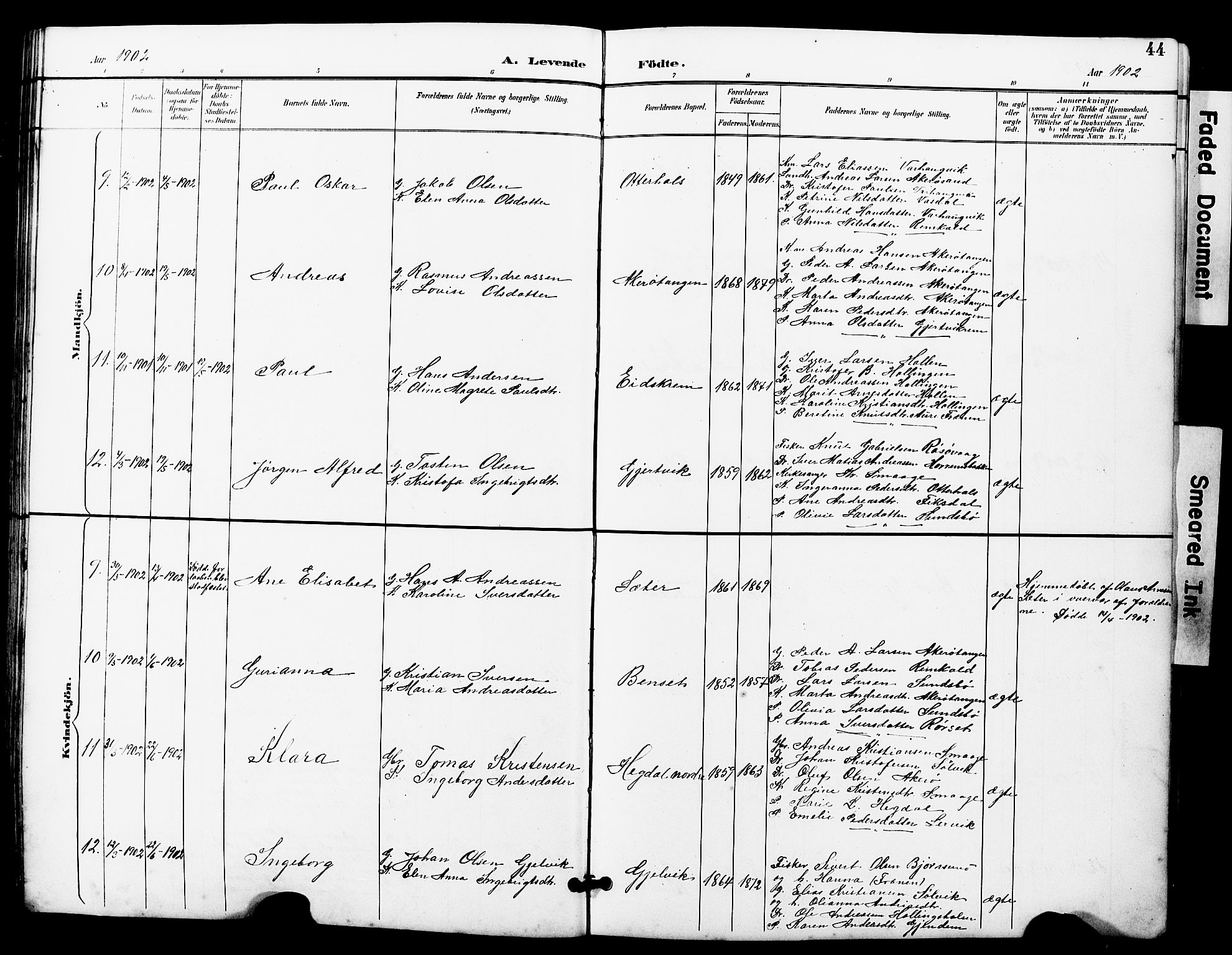 Ministerialprotokoller, klokkerbøker og fødselsregistre - Møre og Romsdal, AV/SAT-A-1454/560/L0725: Parish register (copy) no. 560C02, 1895-1930, p. 44