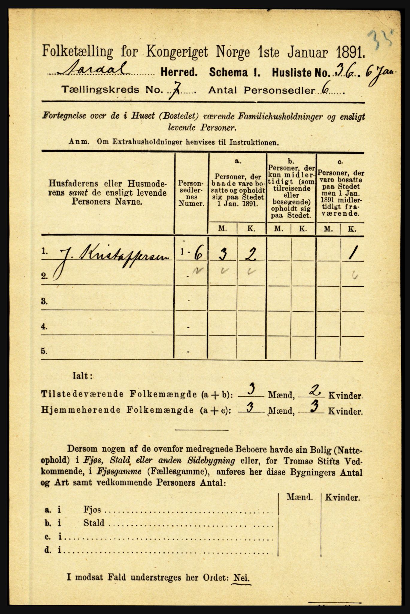 RA, 1891 census for 1424 Årdal, 1891, p. 1469