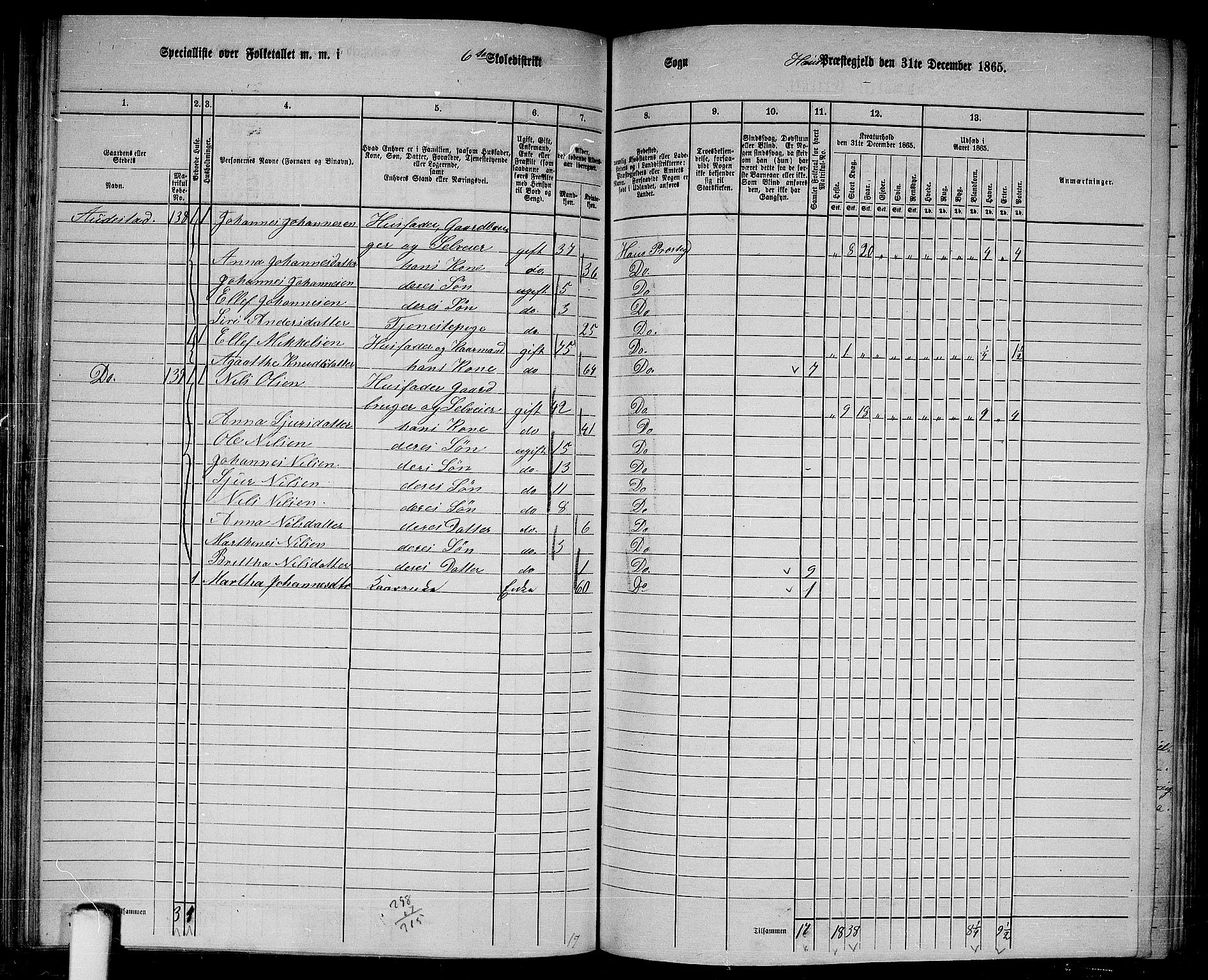 RA, 1865 census for Haus, 1865, p. 124