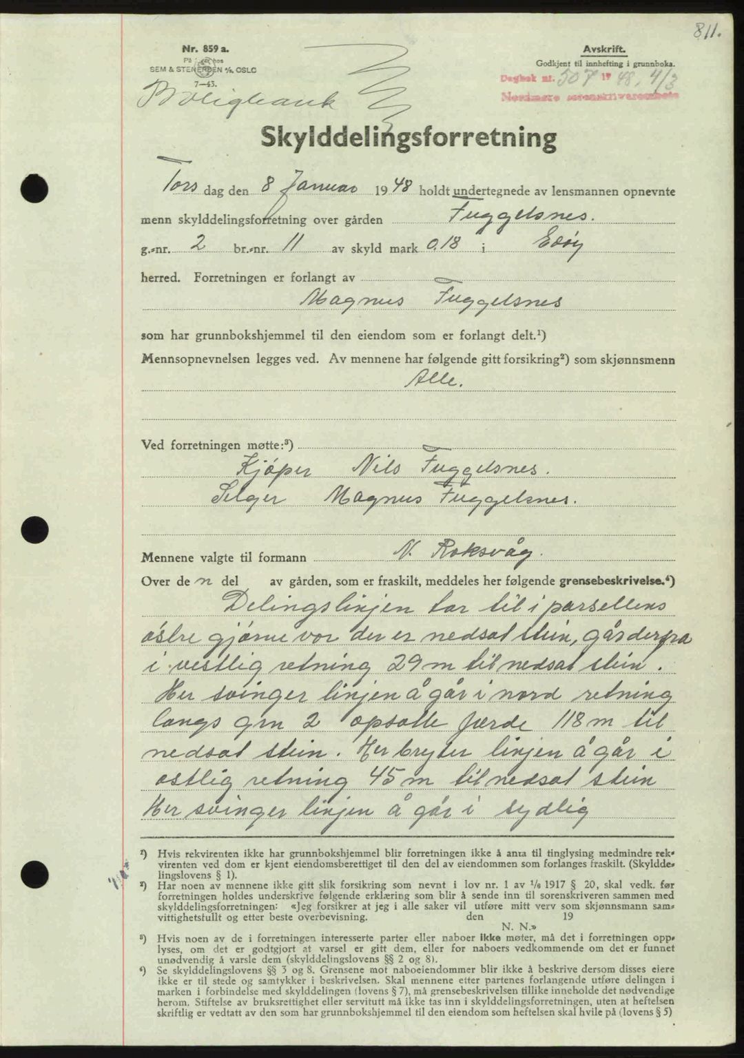 Nordmøre sorenskriveri, AV/SAT-A-4132/1/2/2Ca: Mortgage book no. A107, 1947-1948, Diary no: : 507/1948