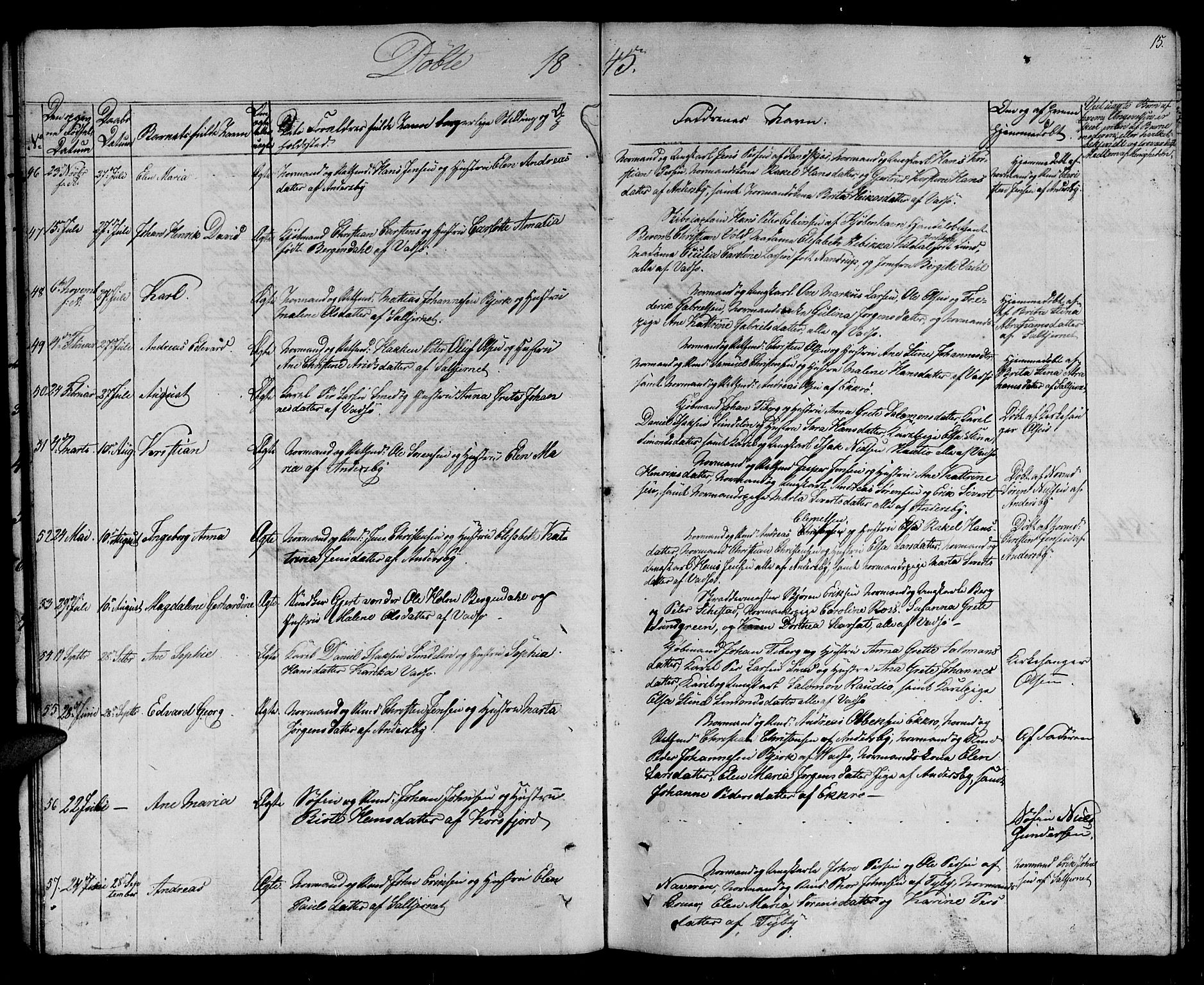 Vadsø sokneprestkontor, SATØ/S-1325/H/Hb/L0001klokker: Parish register (copy) no. 1, 1843-1853, p. 15