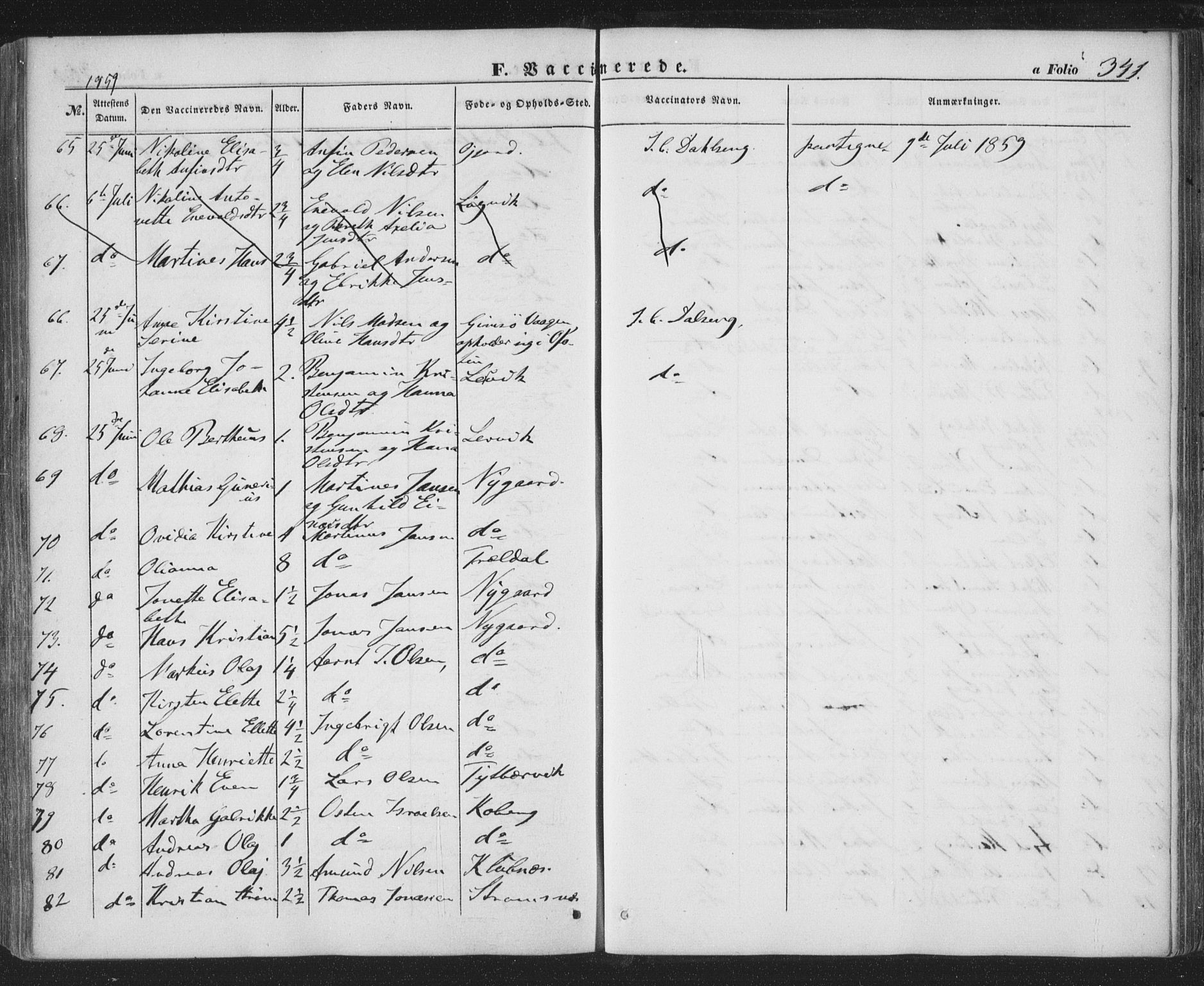 Ministerialprotokoller, klokkerbøker og fødselsregistre - Nordland, AV/SAT-A-1459/863/L0895: Parish register (official) no. 863A07, 1851-1860, p. 341