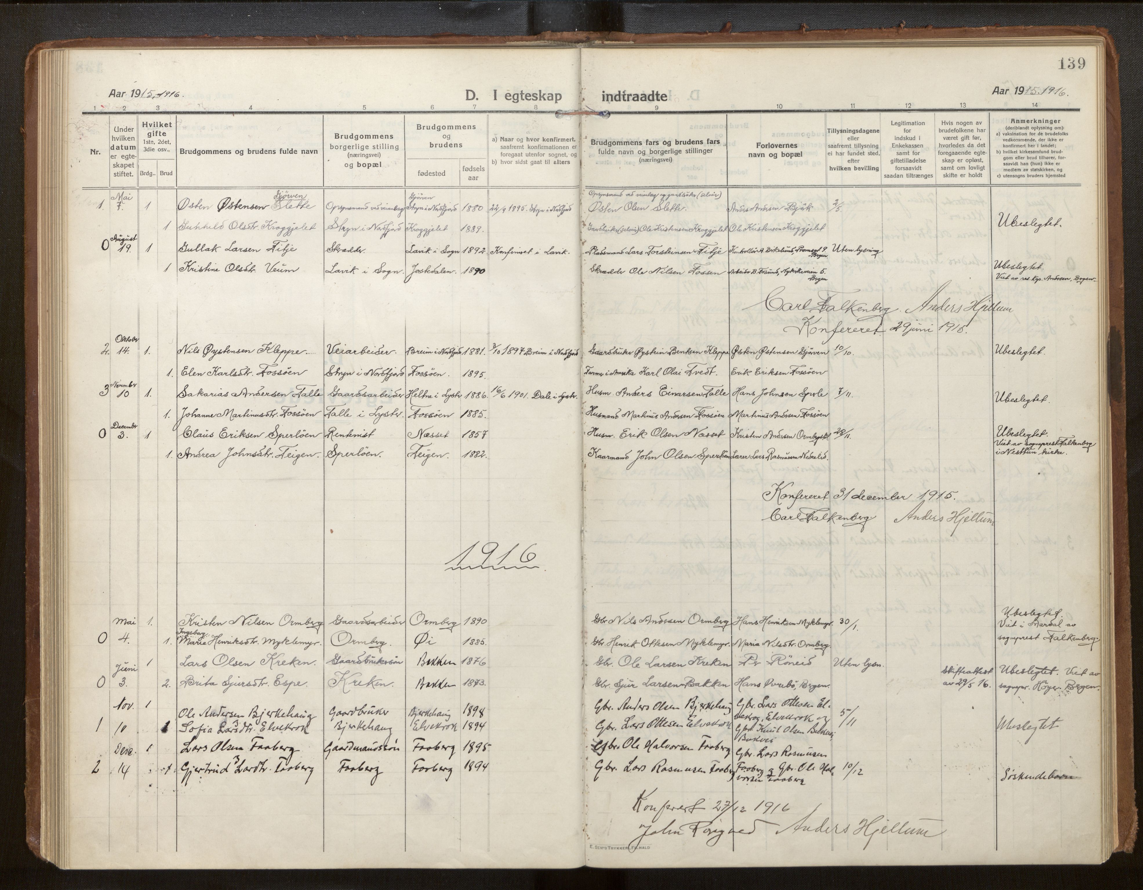 Jostedal sokneprestembete, SAB/A-80601/H/Haa/Haab/L0002: Parish register (official) no. B 2, 1915-1931, p. 139