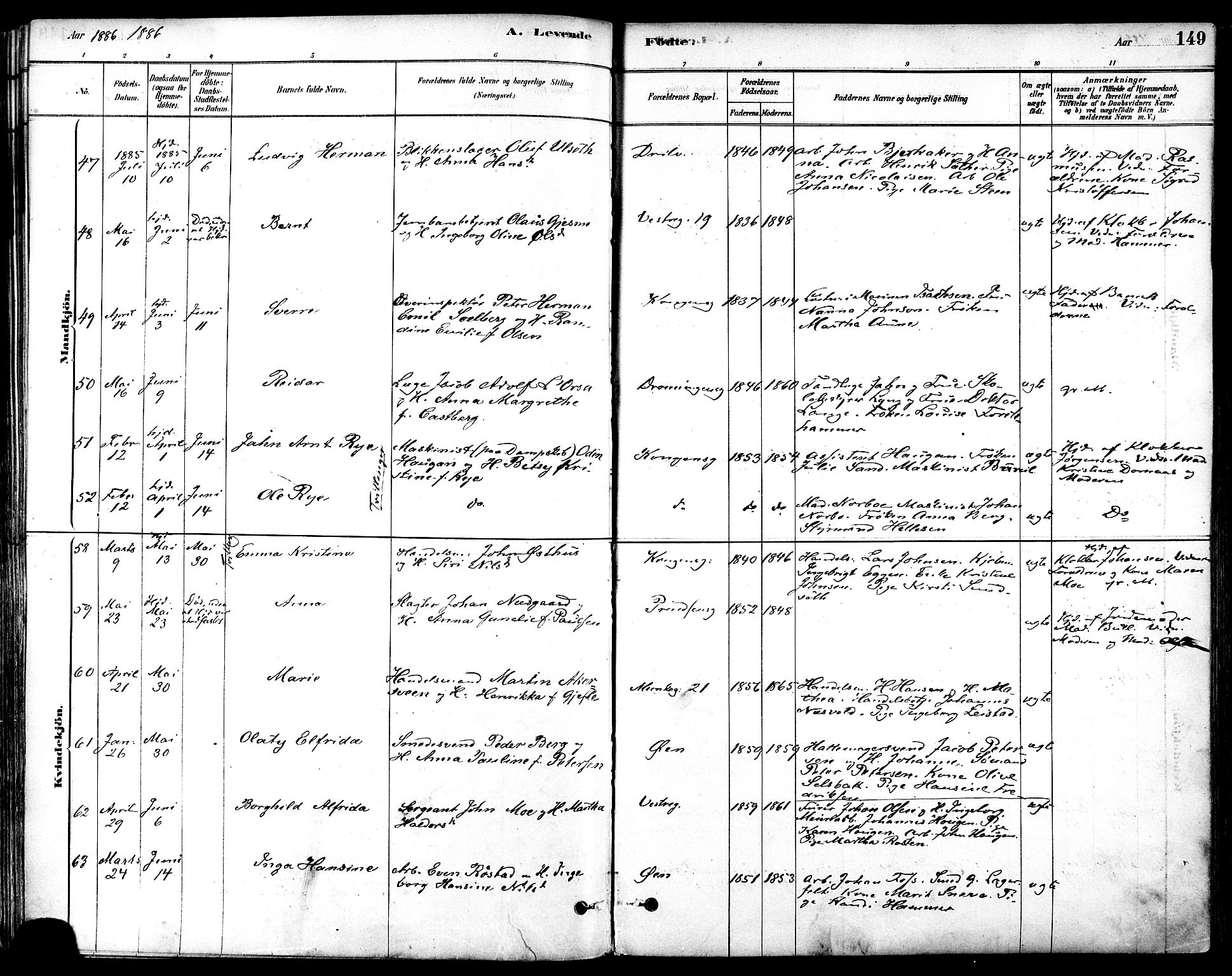 Ministerialprotokoller, klokkerbøker og fødselsregistre - Sør-Trøndelag, SAT/A-1456/601/L0057: Parish register (official) no. 601A25, 1877-1891, p. 149