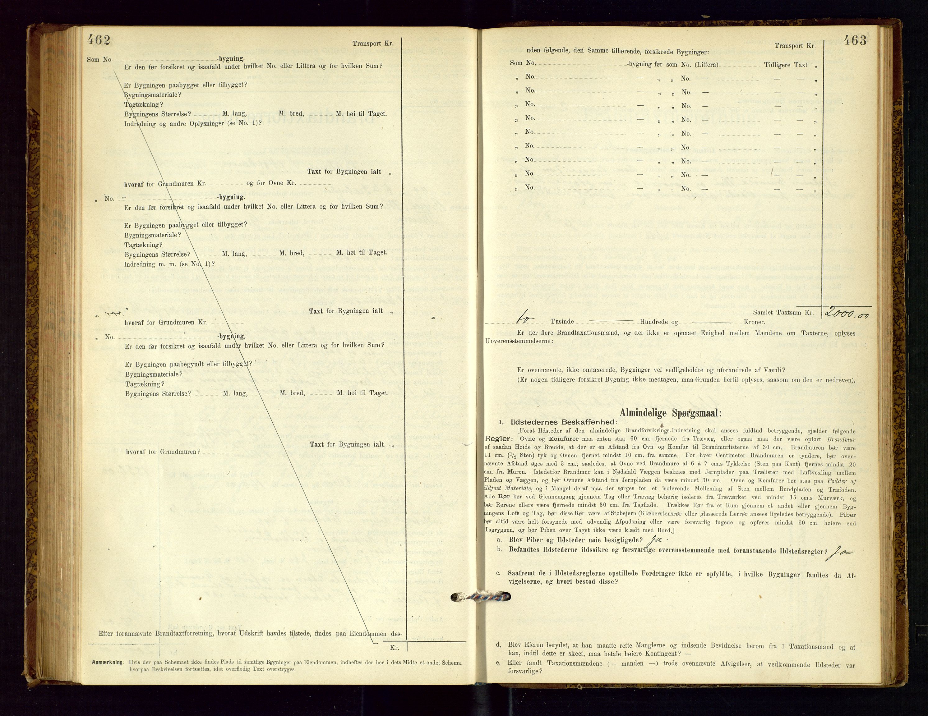 Time lensmannskontor, AV/SAST-A-100420/Gob/L0001: Branntakstprotokoll, 1896-1914, p. 462-463