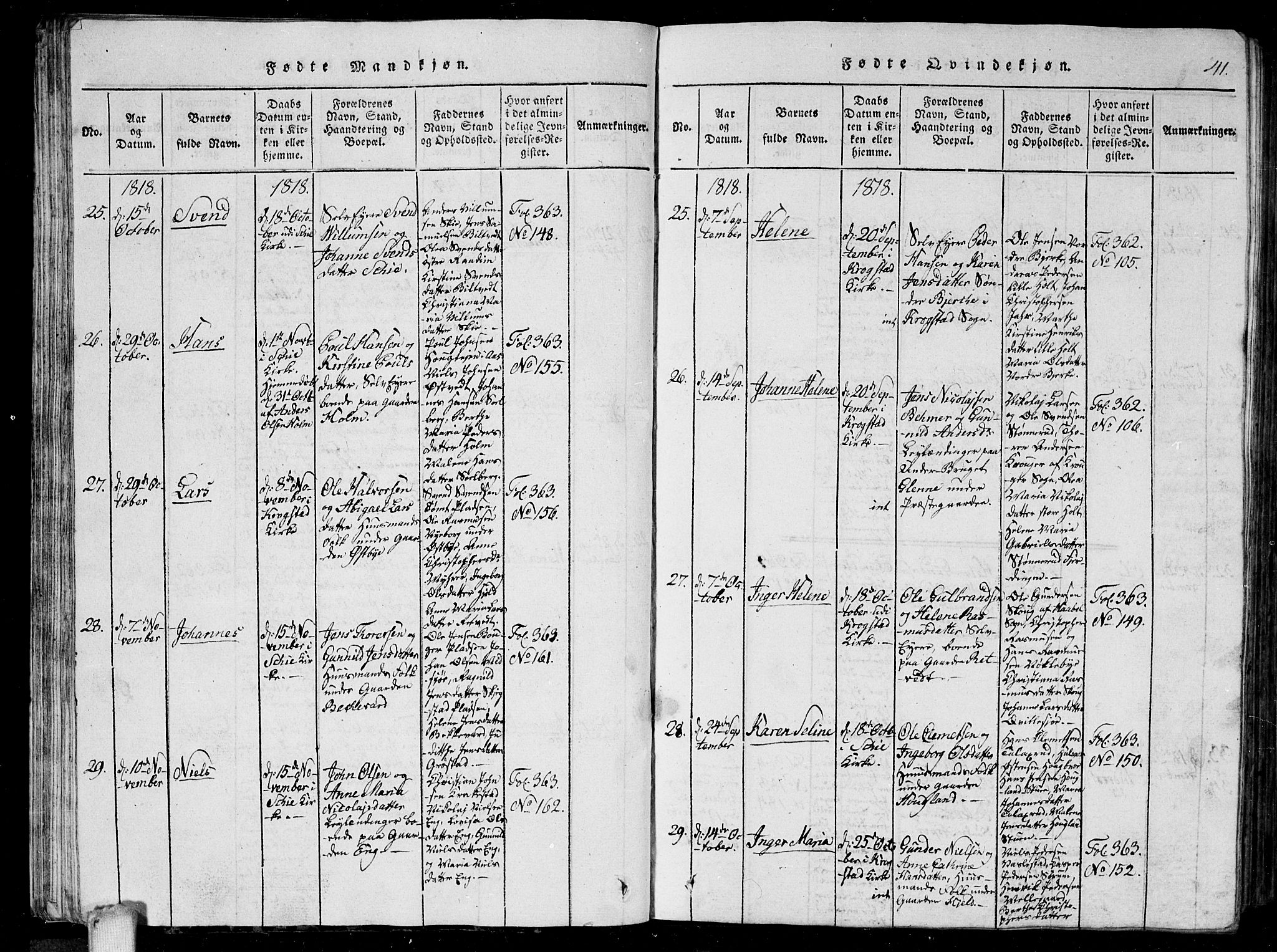 Kråkstad prestekontor Kirkebøker, AV/SAO-A-10125a/G/Ga/L0001: Parish register (copy) no. I 1, 1813-1824, p. 41