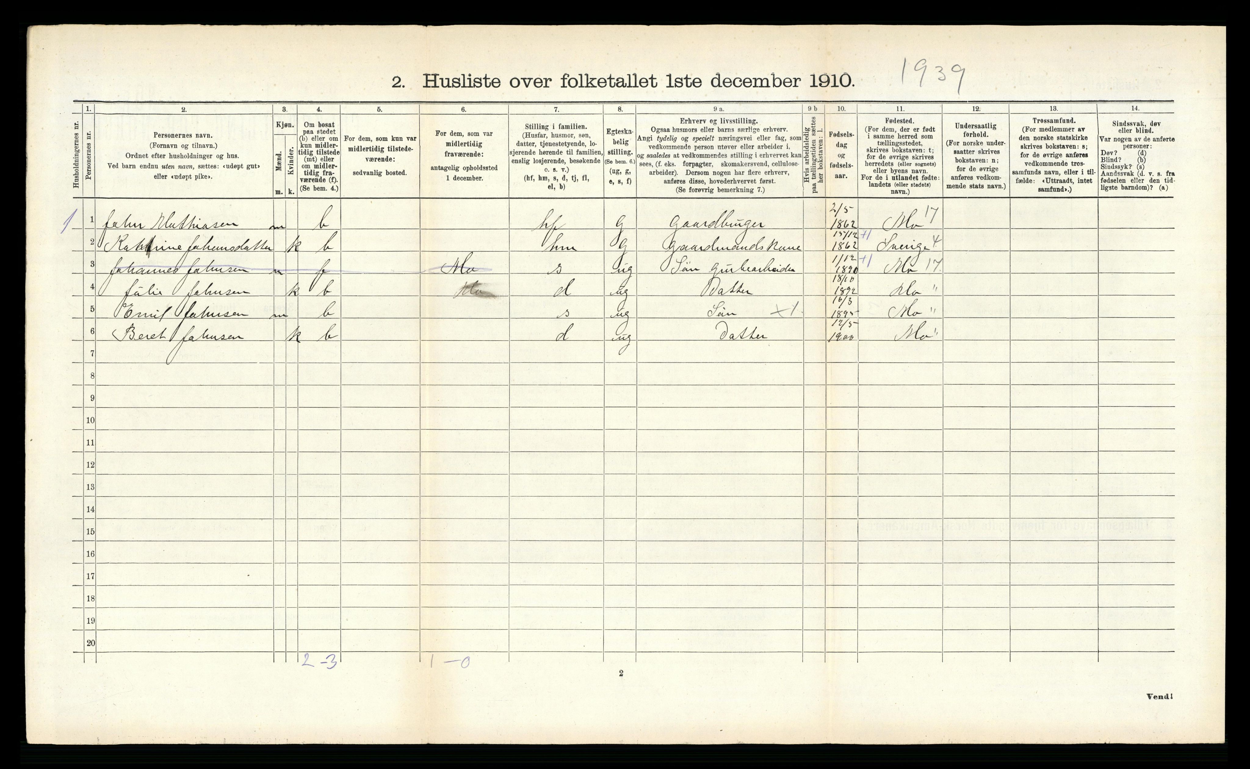 RA, 1910 census for Hemnes, 1910, p. 801