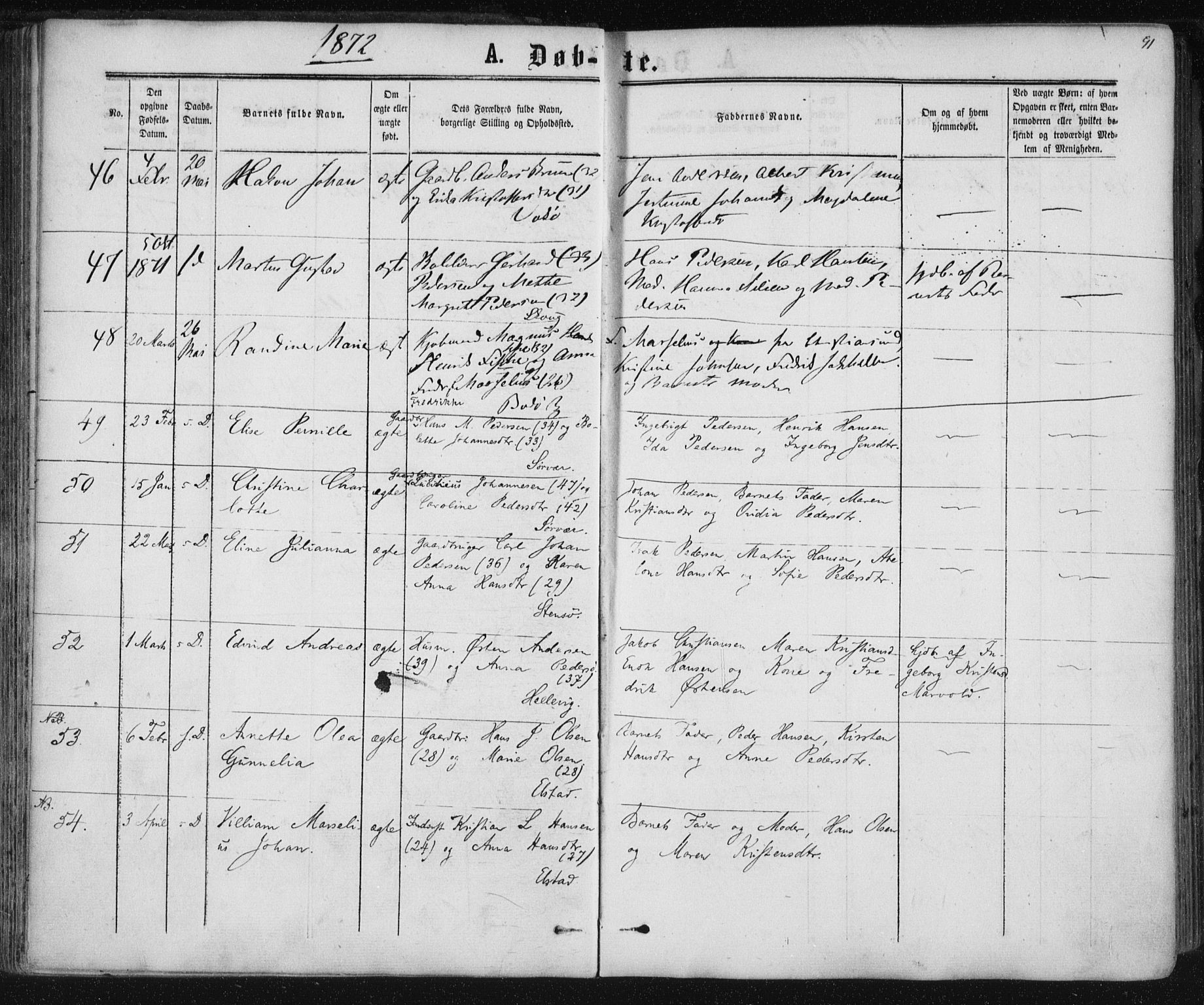 Ministerialprotokoller, klokkerbøker og fødselsregistre - Nordland, SAT/A-1459/801/L0008: Parish register (official) no. 801A08, 1864-1875, p. 91