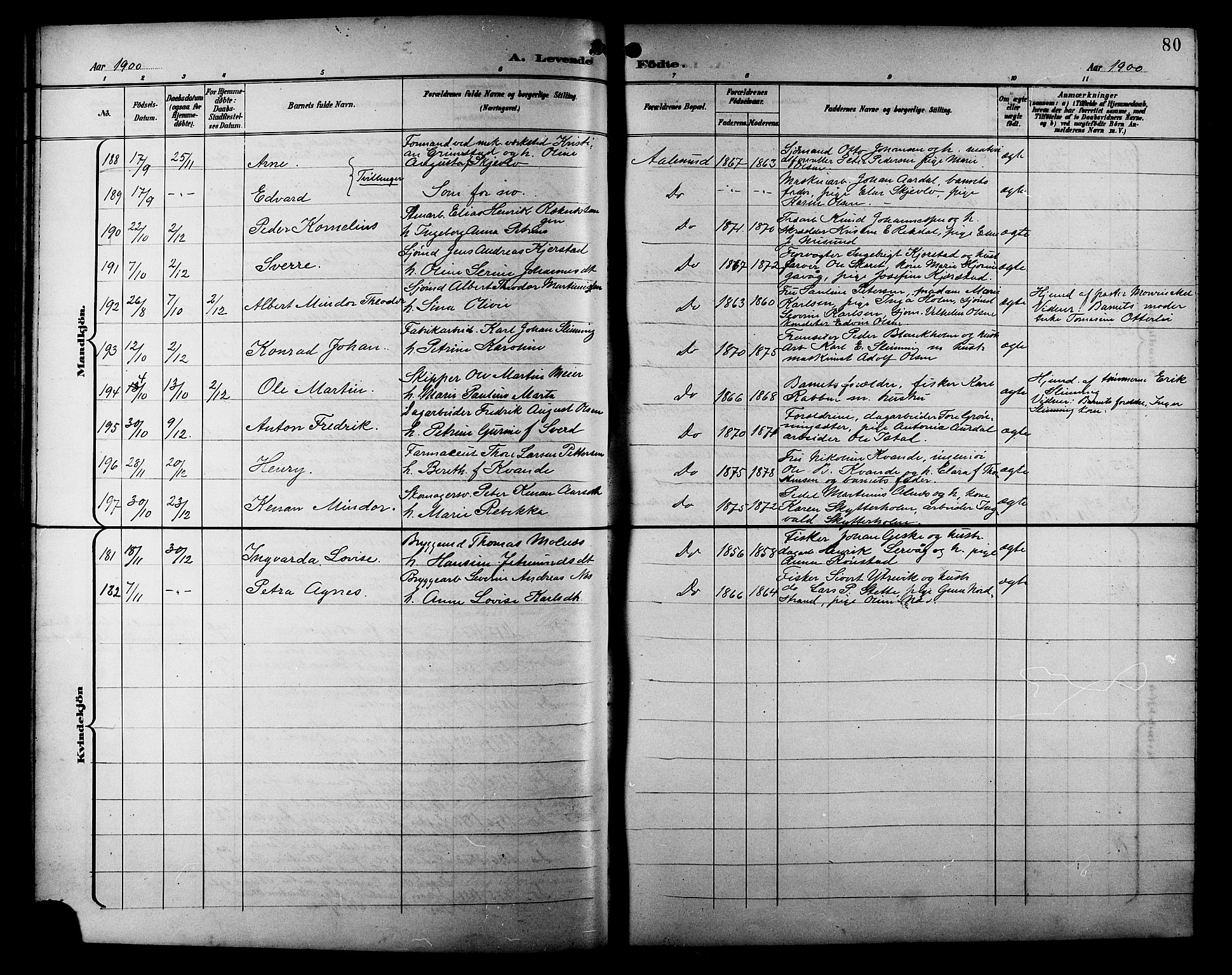 Ministerialprotokoller, klokkerbøker og fødselsregistre - Møre og Romsdal, AV/SAT-A-1454/529/L0468: Parish register (copy) no. 529C05, 1897-1908, p. 80