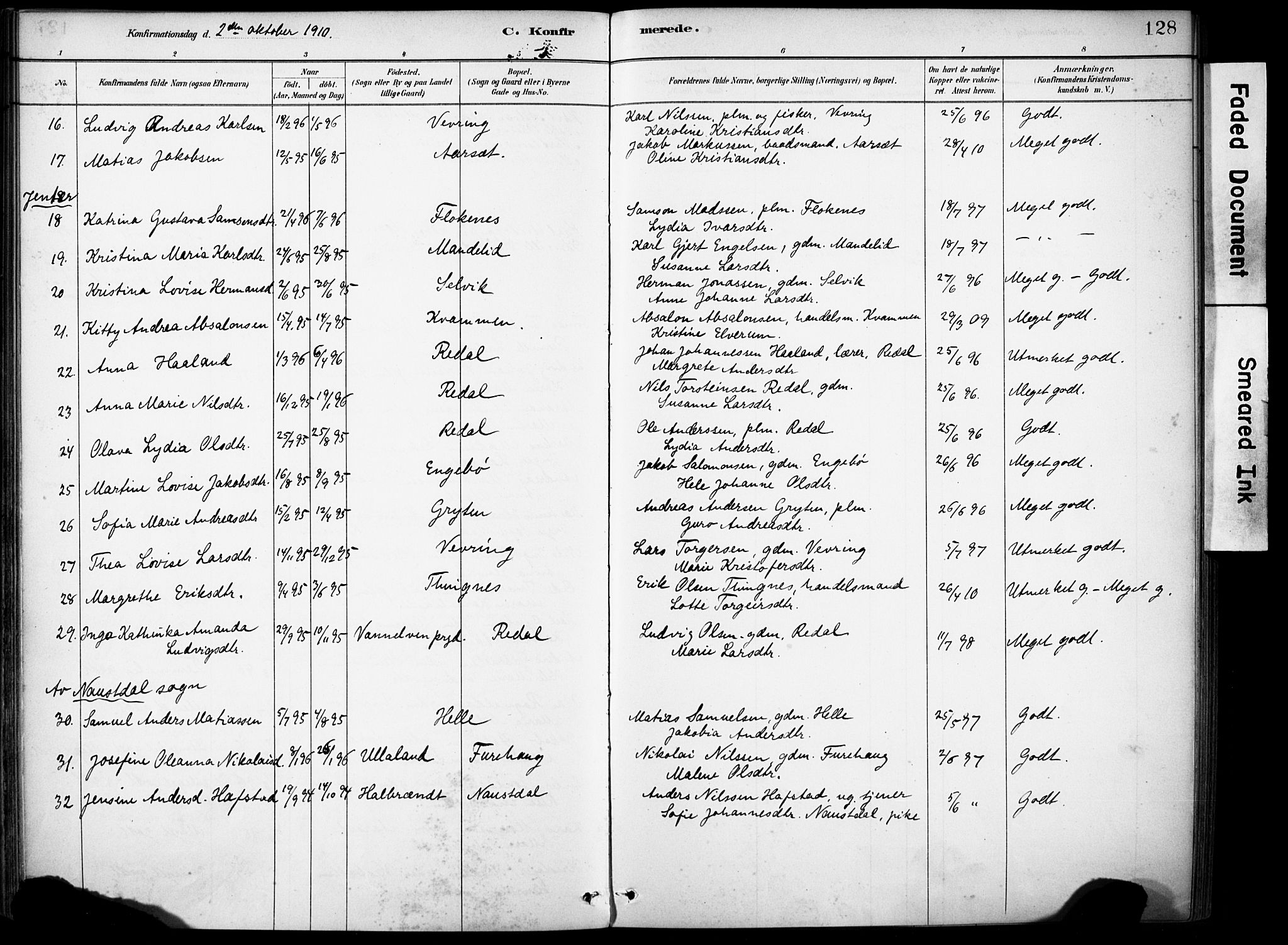 Førde sokneprestembete, AV/SAB-A-79901/H/Haa/Haae/L0001: Parish register (official) no. E 1, 1881-1911, p. 128