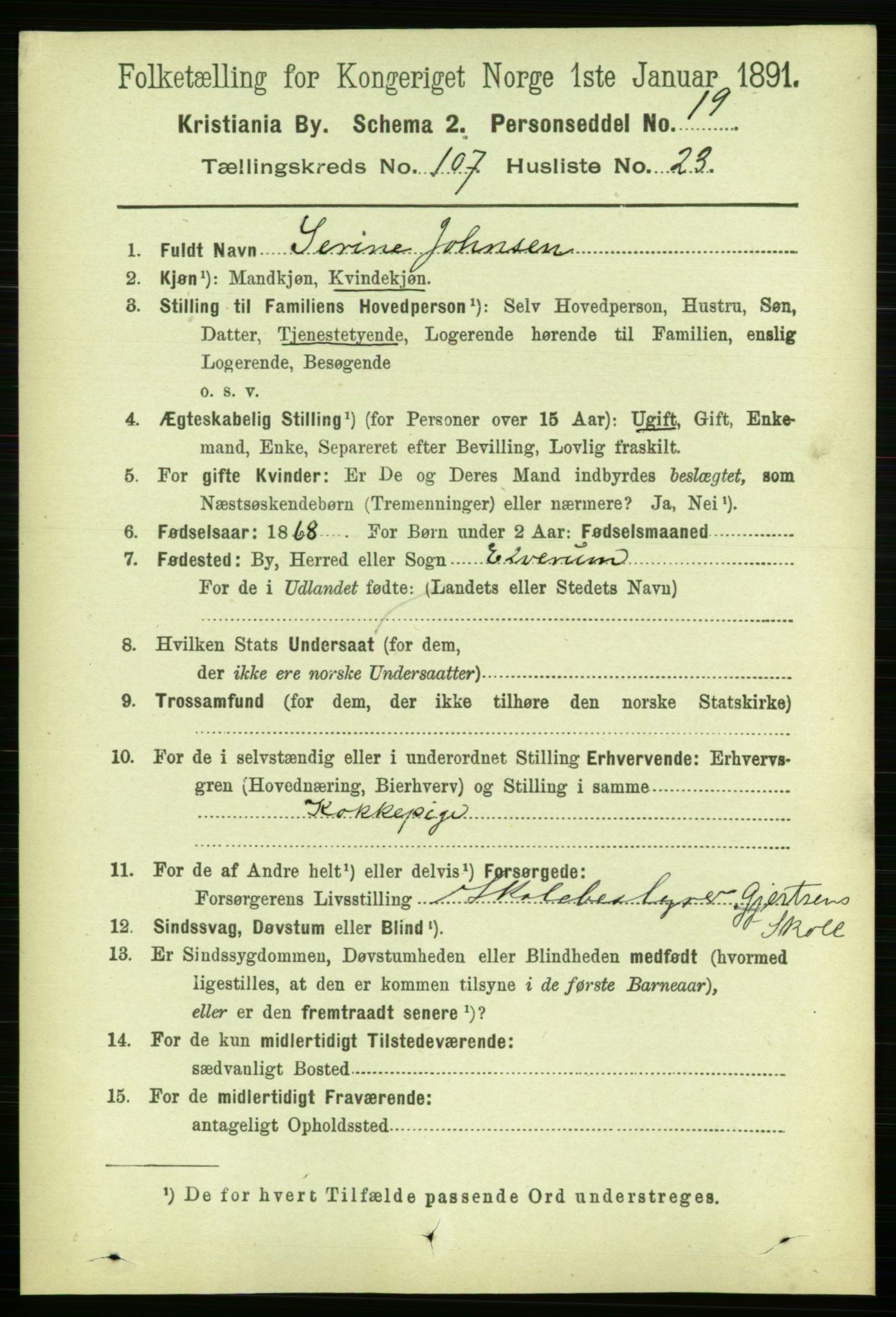 RA, 1891 census for 0301 Kristiania, 1891, p. 54998