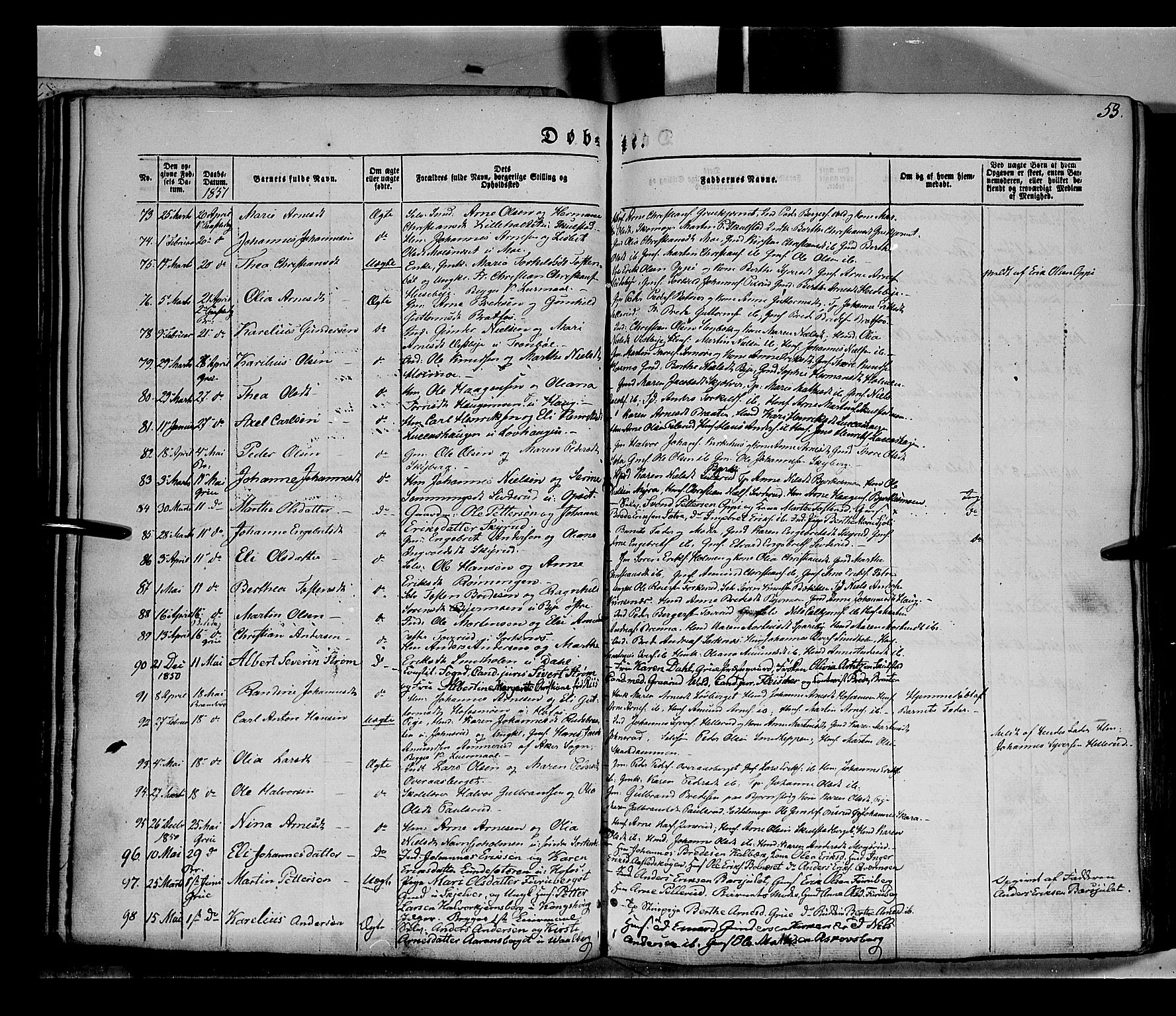 Grue prestekontor, SAH/PREST-036/H/Ha/Haa/L0008: Parish register (official) no. 8, 1847-1858, p. 53