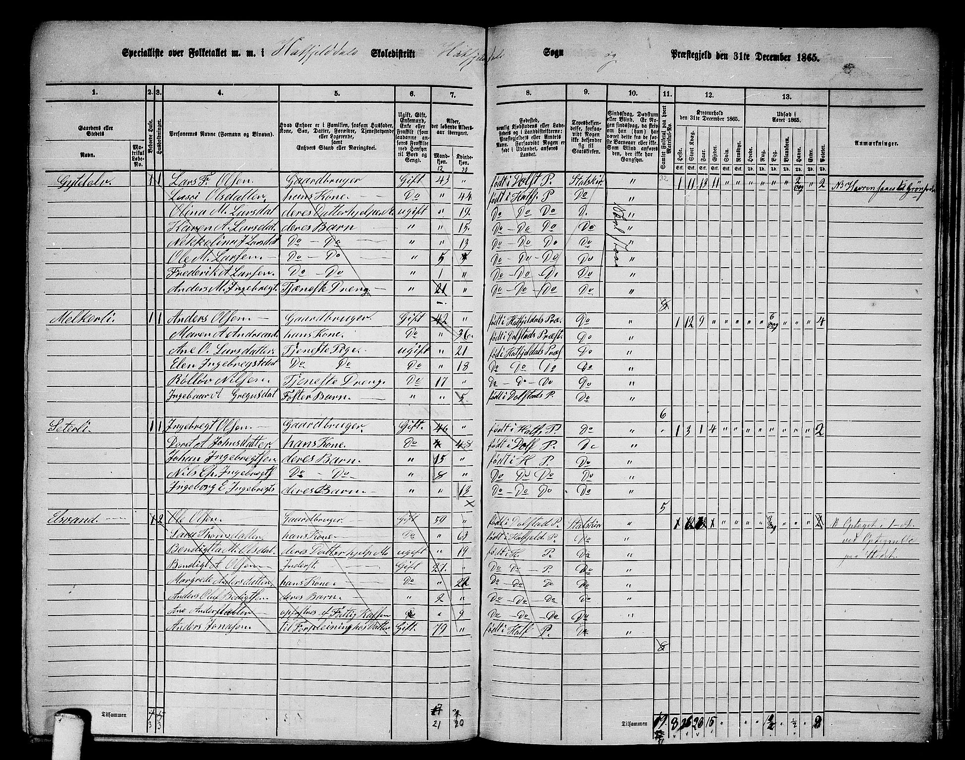 RA, 1865 census for Hattfjelldal, 1865, p. 15