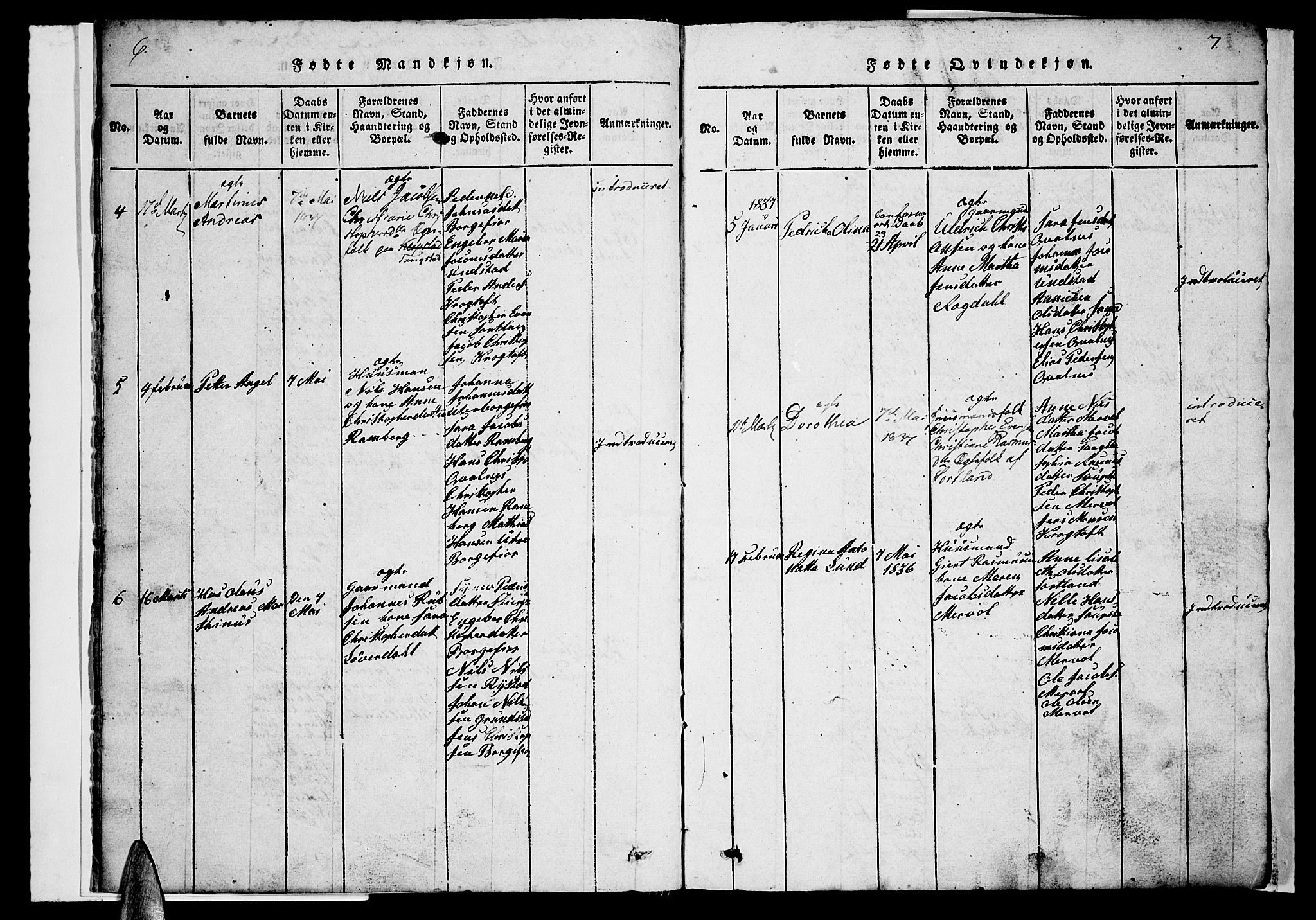 Ministerialprotokoller, klokkerbøker og fødselsregistre - Nordland, AV/SAT-A-1459/880/L1139: Parish register (copy) no. 880C01, 1836-1857, p. 6-7