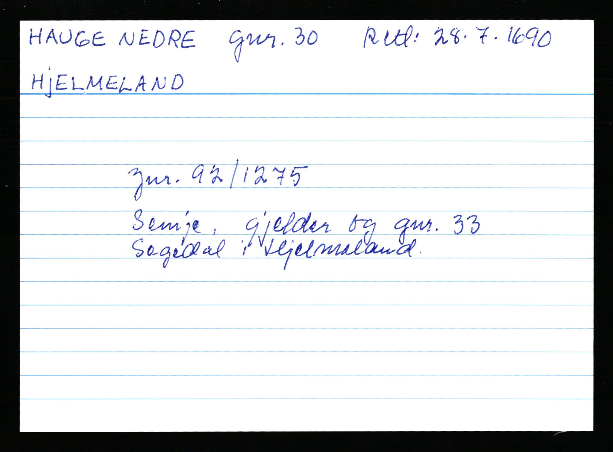 Statsarkivet i Stavanger, AV/SAST-A-101971/03/Y/Yk/L0015: Registerkort sortert etter gårdsnavn: Haneberg - Haugland nedre, 1750-1930, p. 335