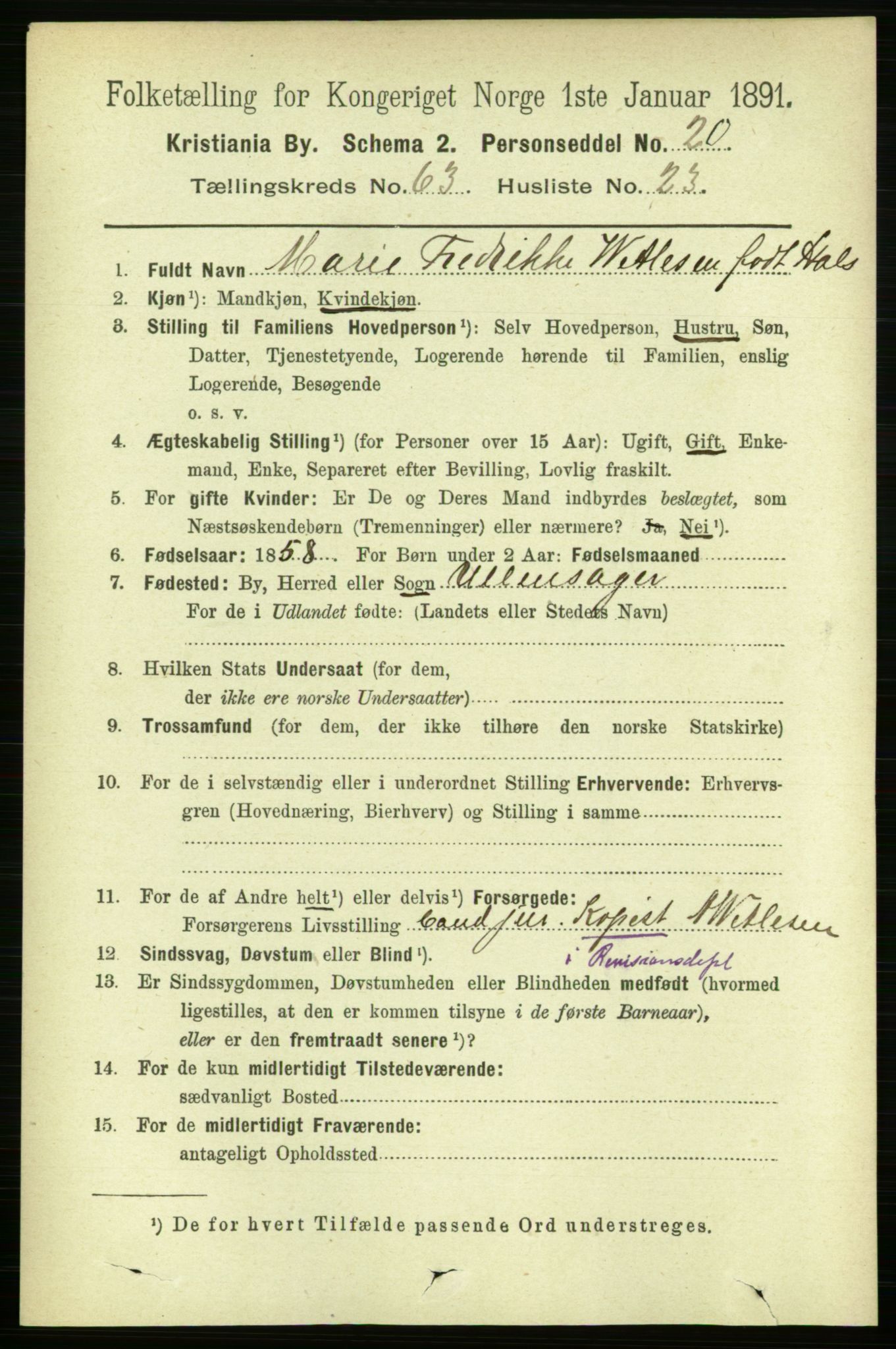 RA, 1891 census for 0301 Kristiania, 1891, p. 34137