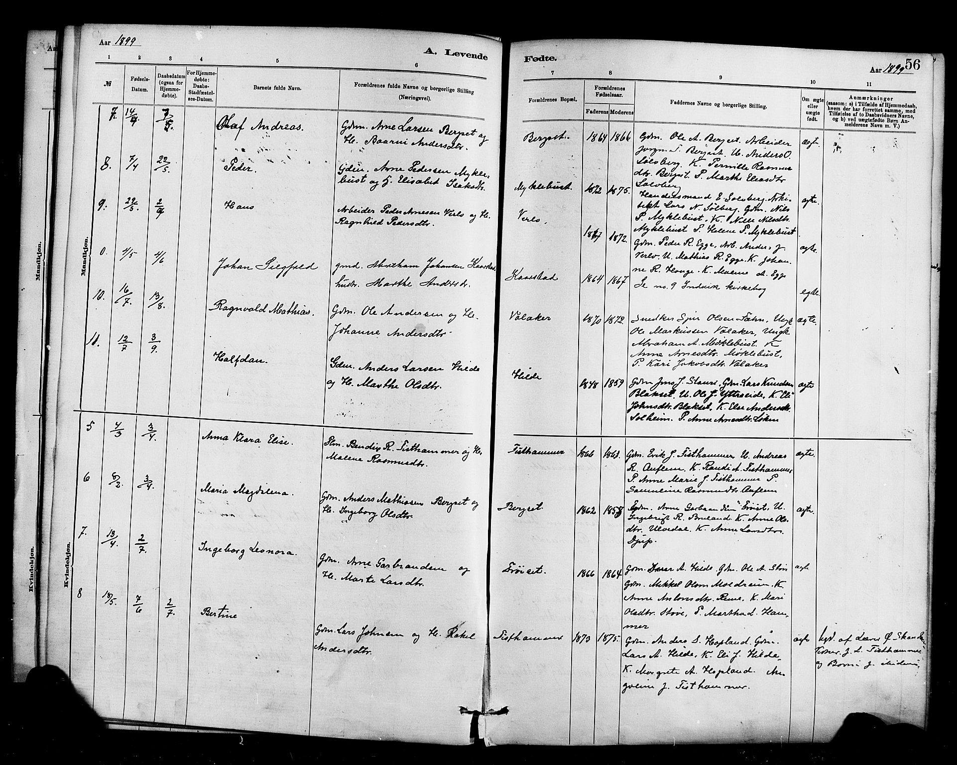 Innvik sokneprestembete, AV/SAB-A-80501: Parish register (official) no. D 1, 1879-1900, p. 56