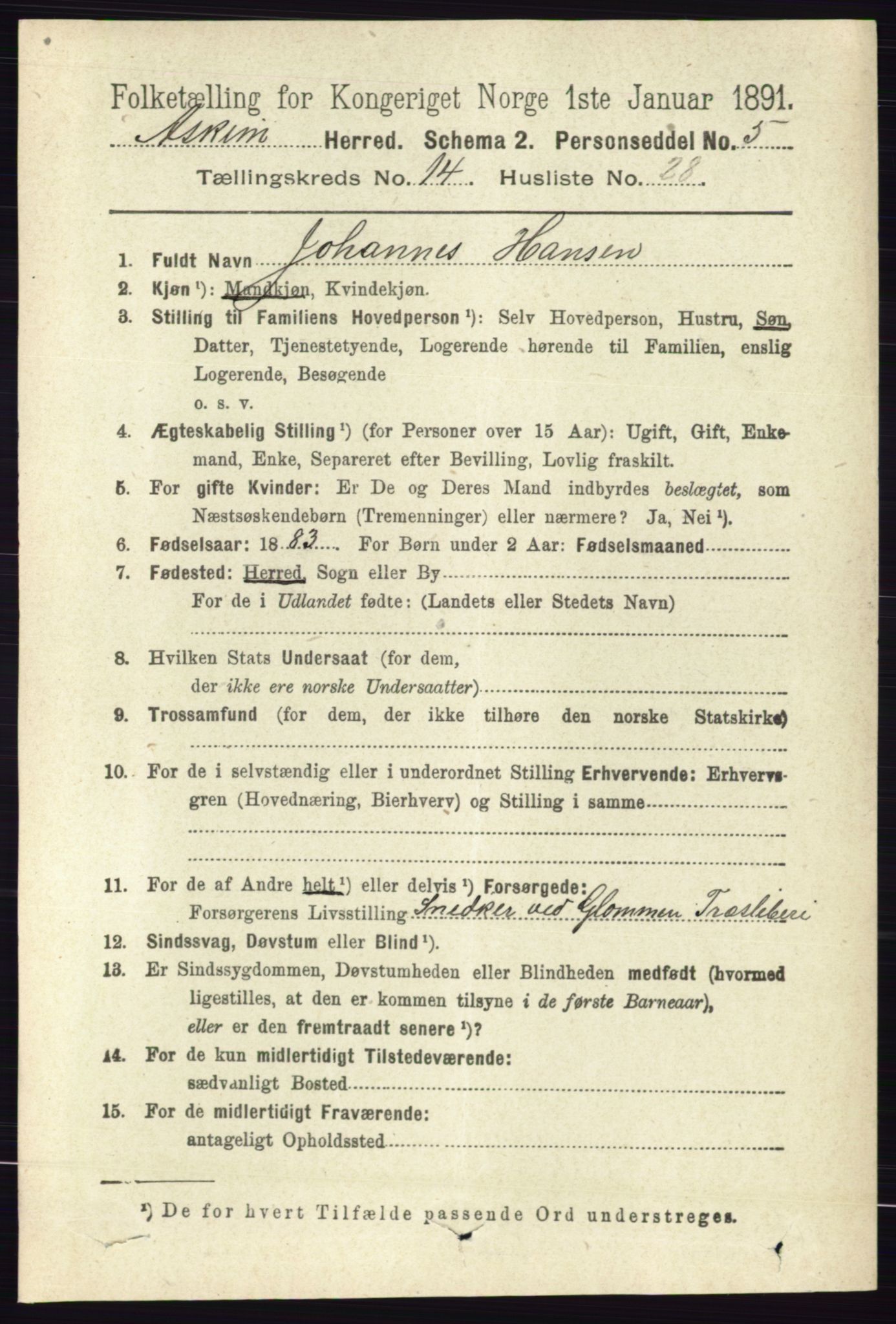 RA, 1891 census for 0124 Askim, 1891, p. 2416