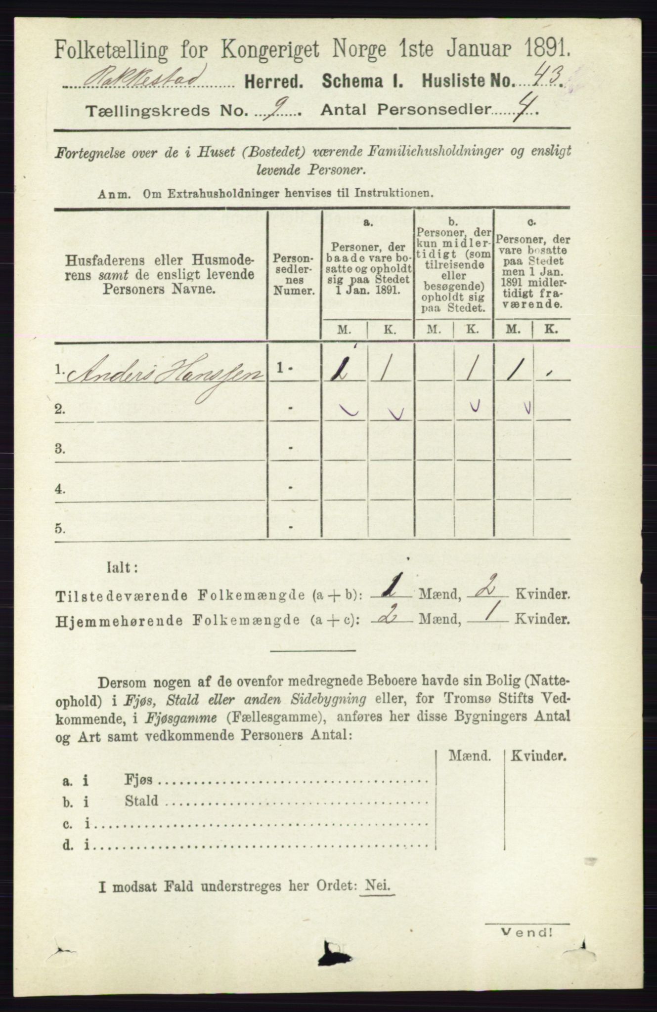 RA, 1891 census for 0128 Rakkestad, 1891, p. 4089