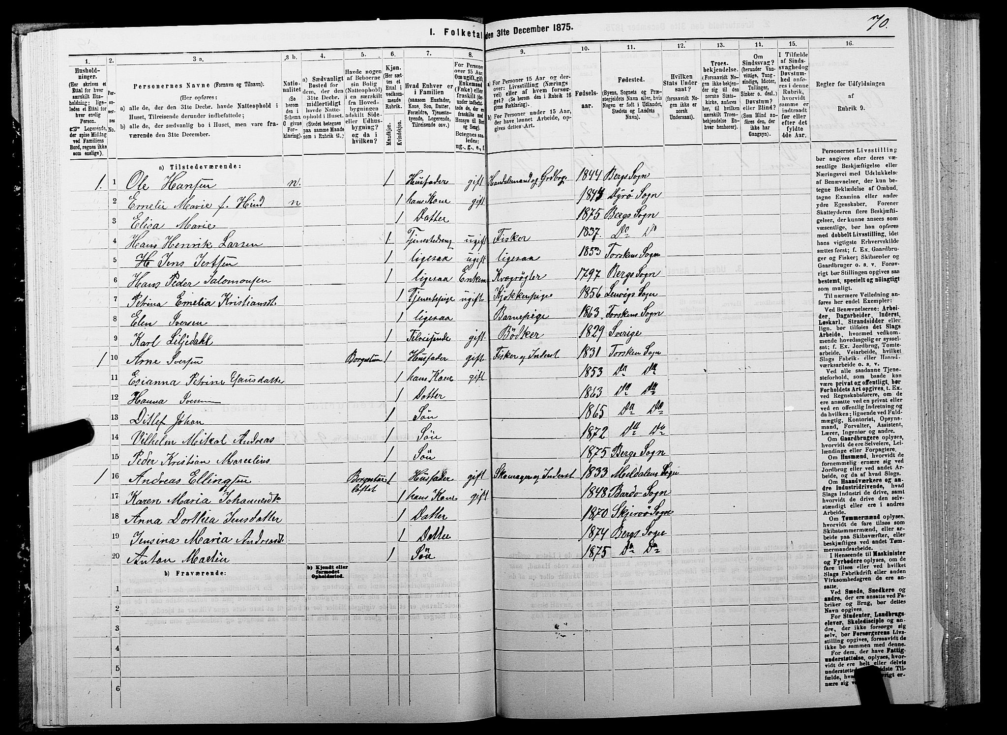 SATØ, 1875 census for 1929P Berg, 1875, p. 1070