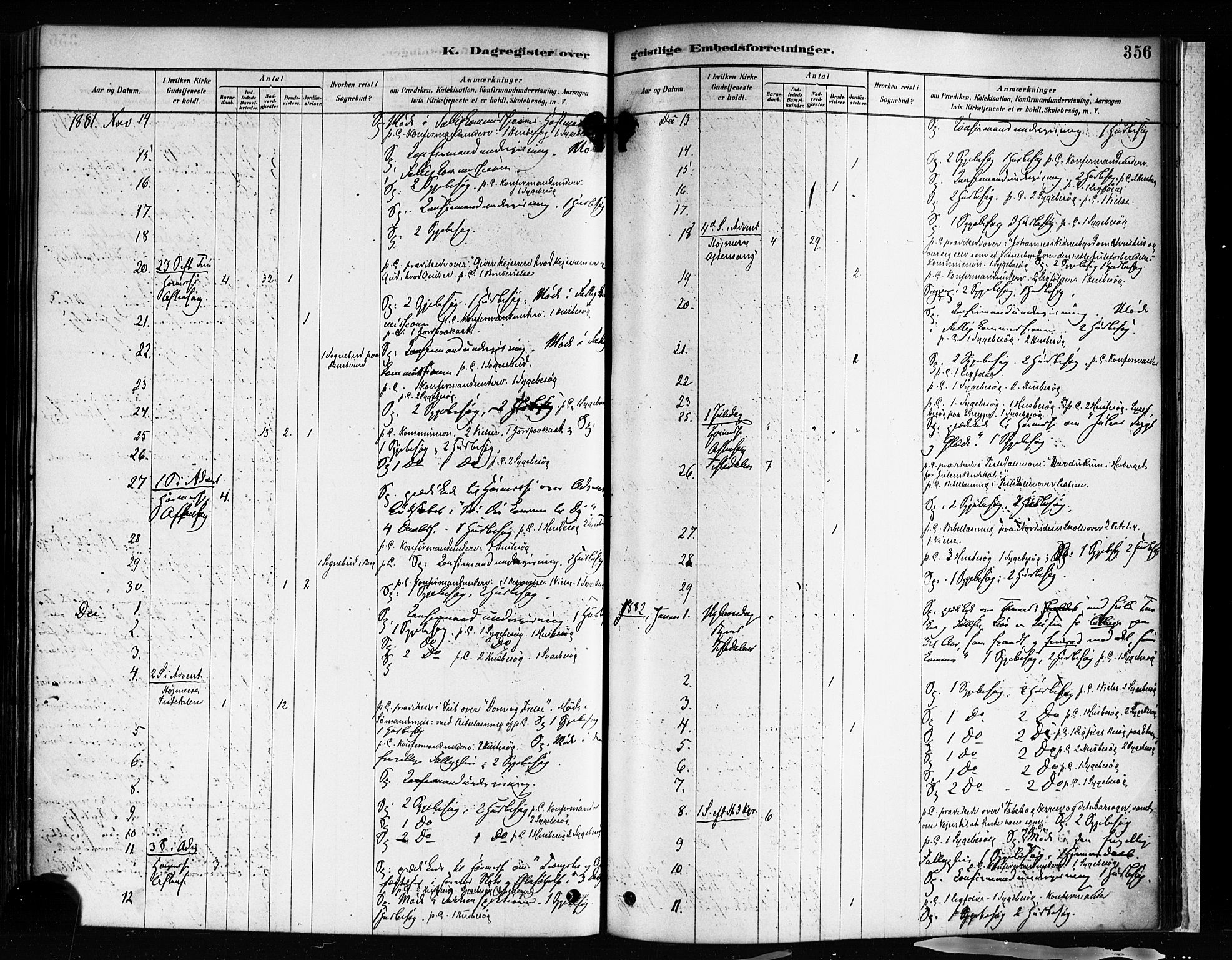 Halden prestekontor Kirkebøker, AV/SAO-A-10909/F/Fa/L0012: Parish register (official) no. I 12, 1878-1889, p. 356