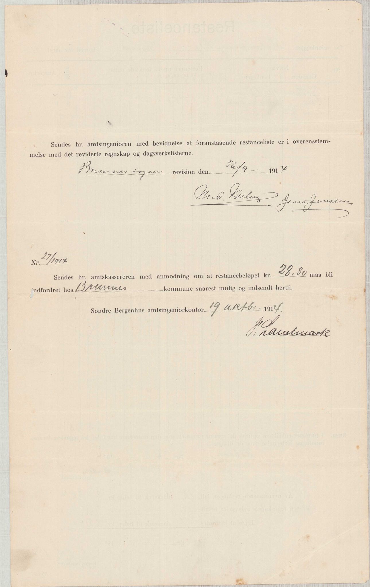 Finnaas kommune. Formannskapet, IKAH/1218a-021/E/Ea/L0001/0004: Rekneskap for veganlegg / Rekneskap for veganlegget Laurhammer - Olakjødn, 1913-1916, p. 21