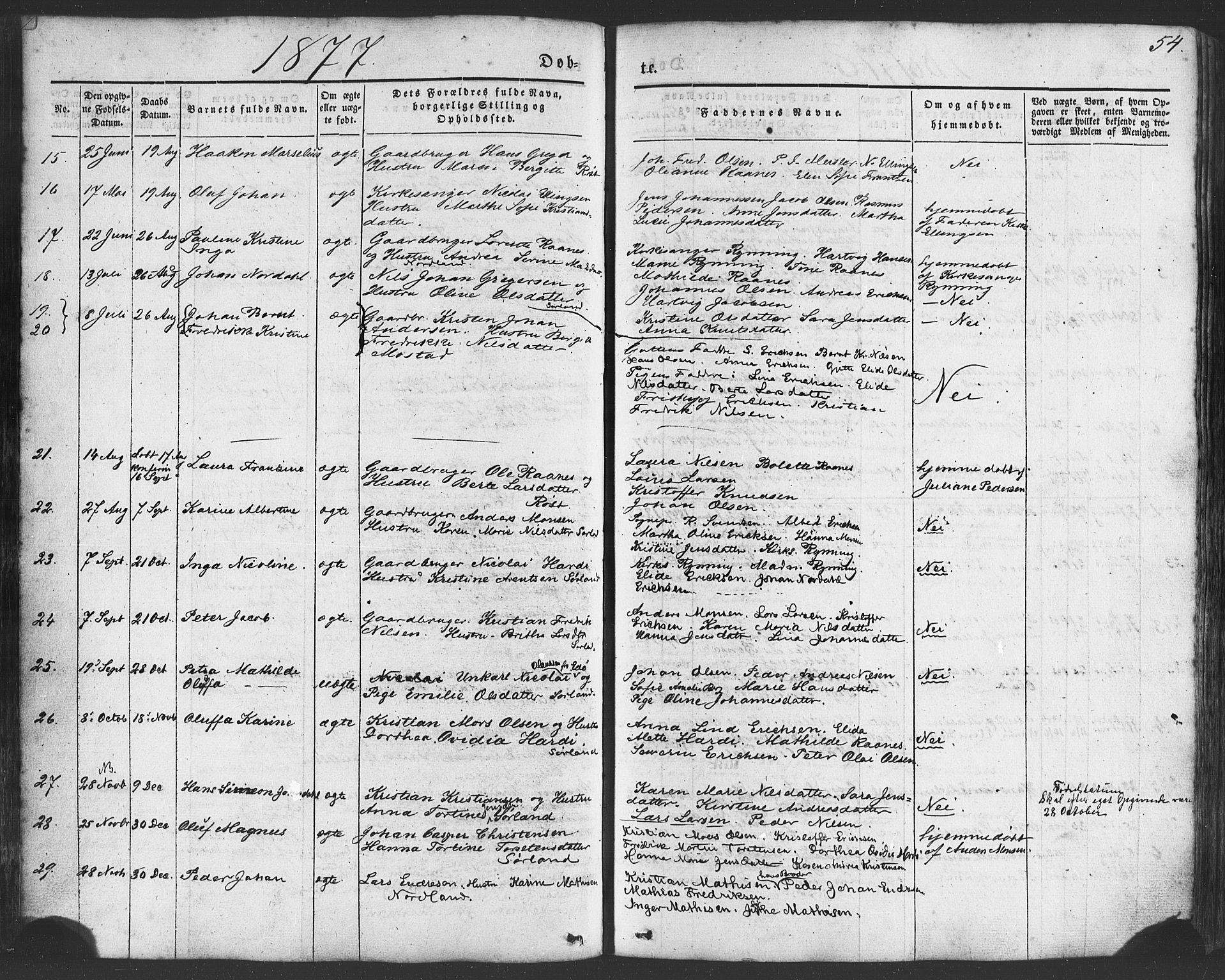 Ministerialprotokoller, klokkerbøker og fødselsregistre - Nordland, SAT/A-1459/807/L0121: Parish register (official) no. 807A04, 1846-1879, p. 54