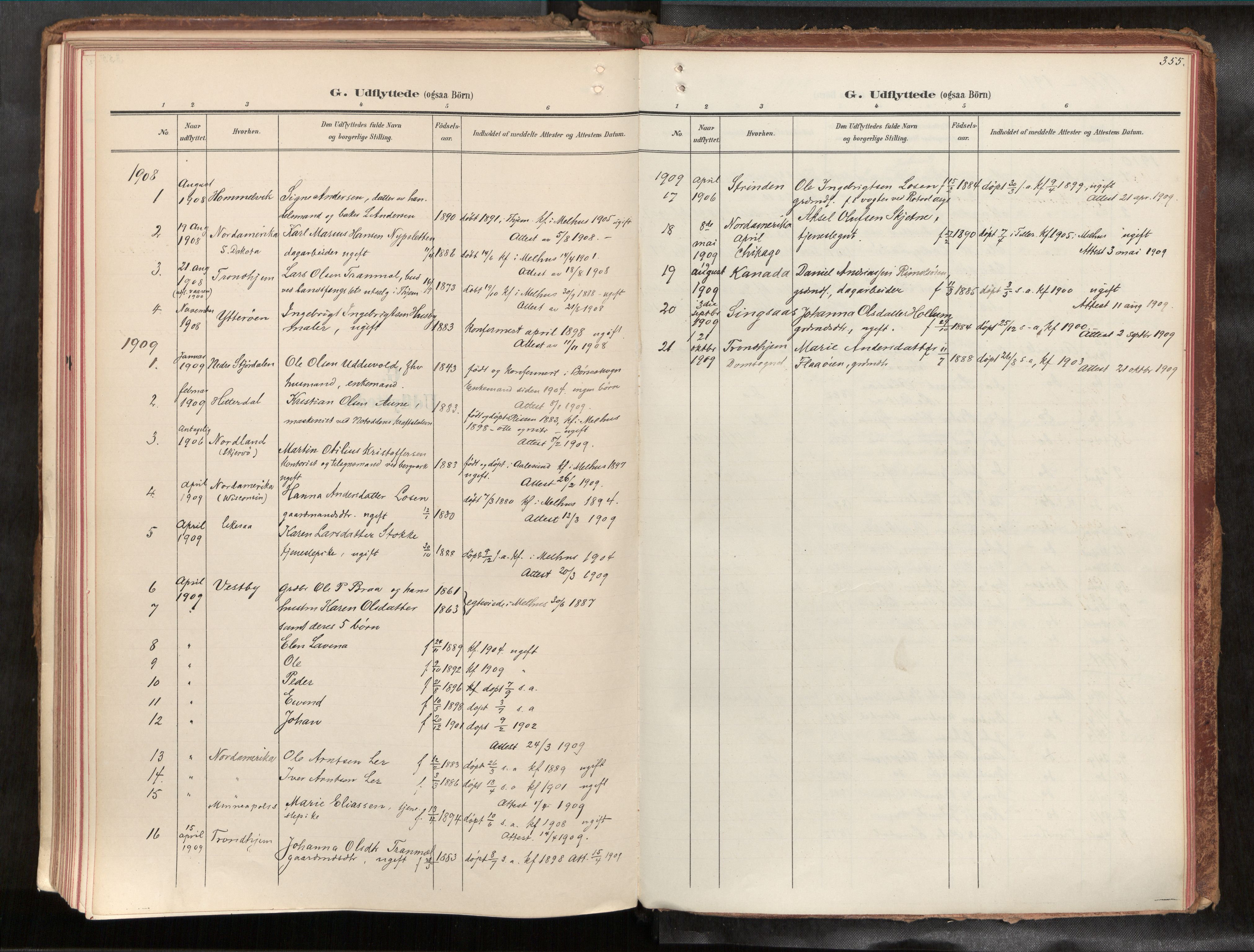 Ministerialprotokoller, klokkerbøker og fødselsregistre - Sør-Trøndelag, SAT/A-1456/691/L1085b: Parish register (official) no. 691A18, 1908-1930, p. 355