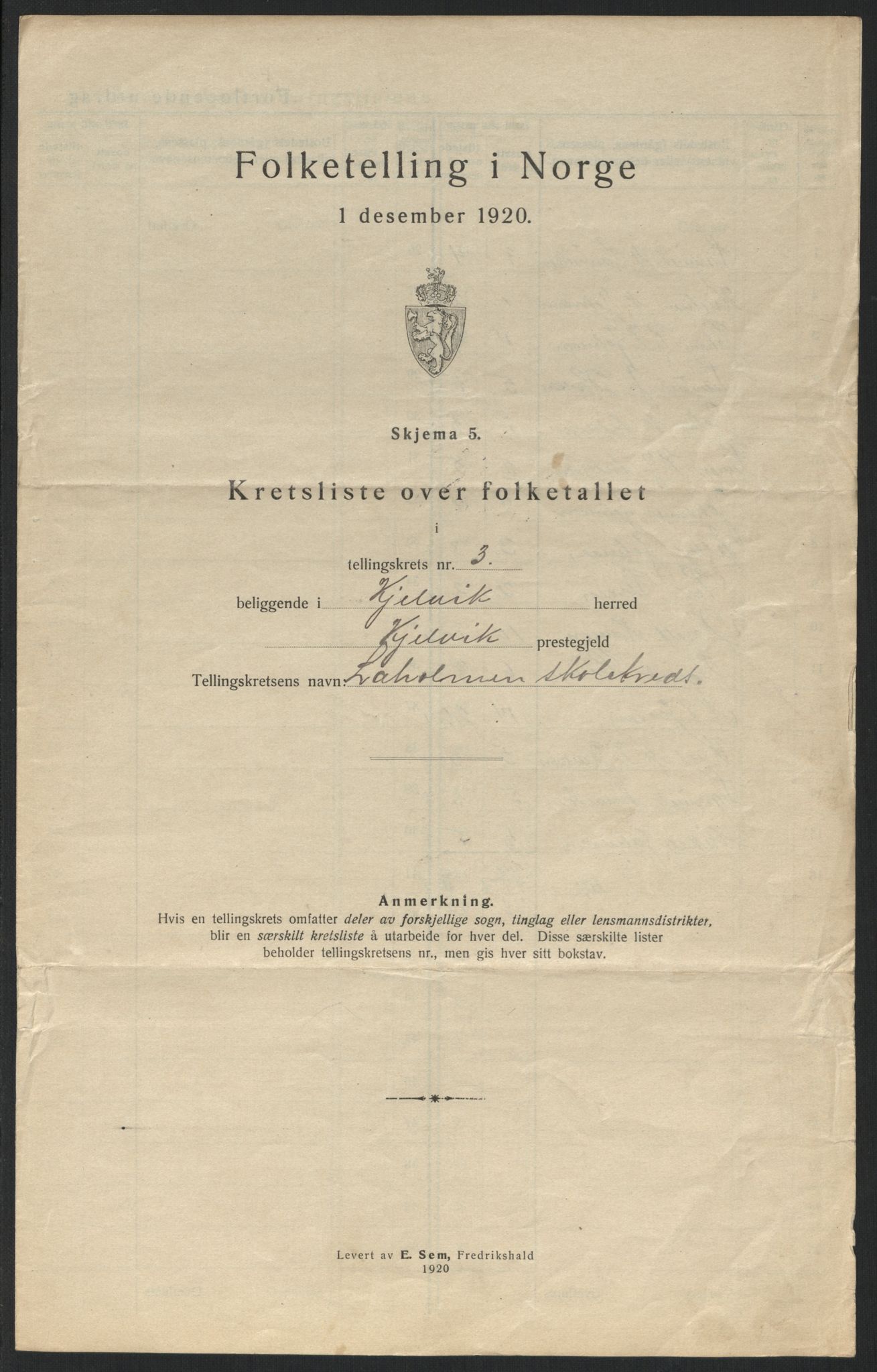 SATØ, 1920 census for Kjelvik, 1920, p. 13