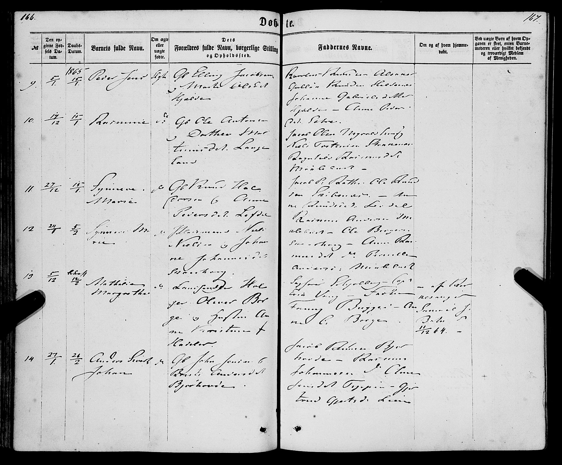 Eid sokneprestembete, AV/SAB-A-82301/H/Haa/Haaa/L0009: Parish register (official) no. A 9, 1861-1868, p. 166-167