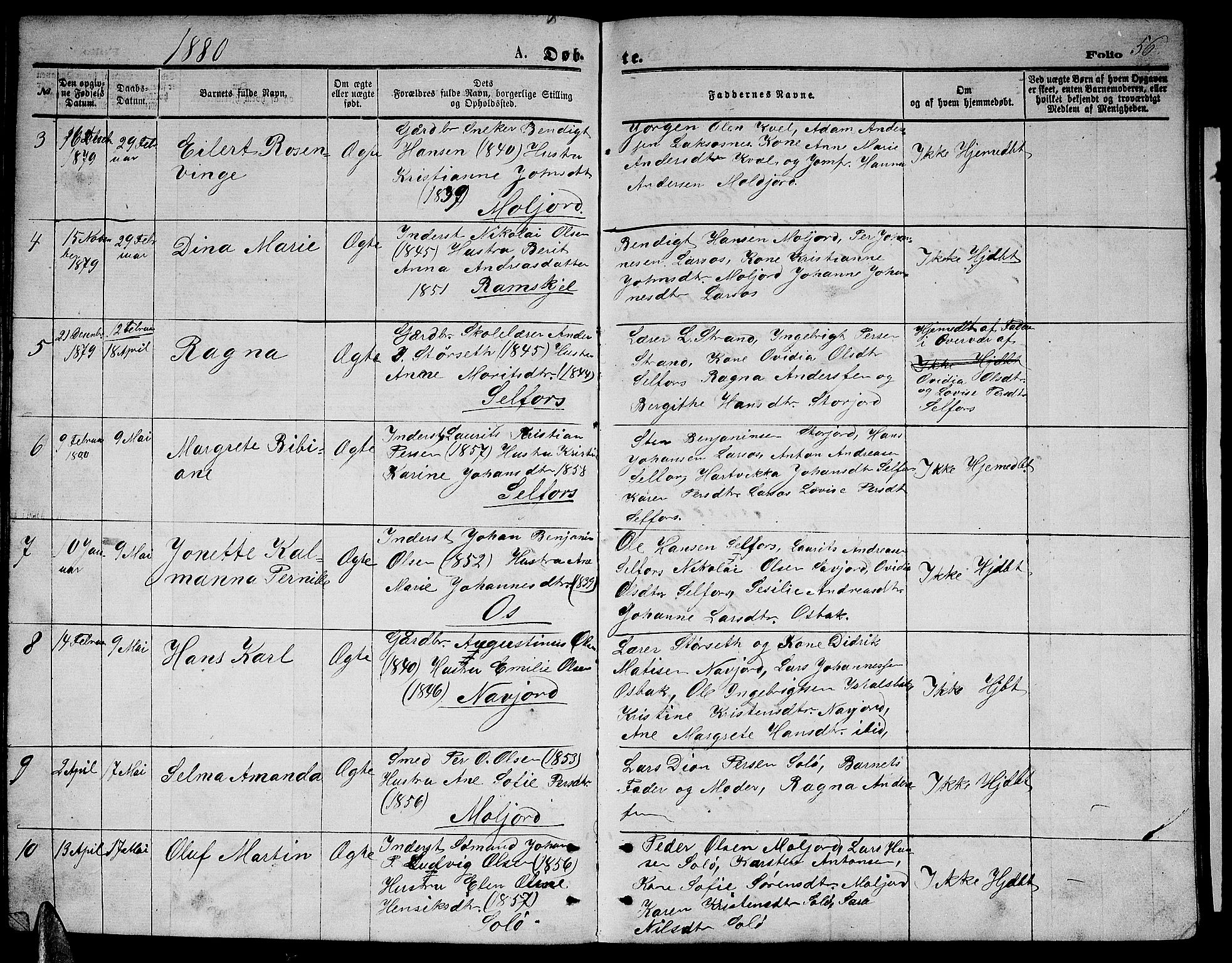 Ministerialprotokoller, klokkerbøker og fødselsregistre - Nordland, AV/SAT-A-1459/846/L0653: Parish register (copy) no. 846C03, 1872-1887, p. 56