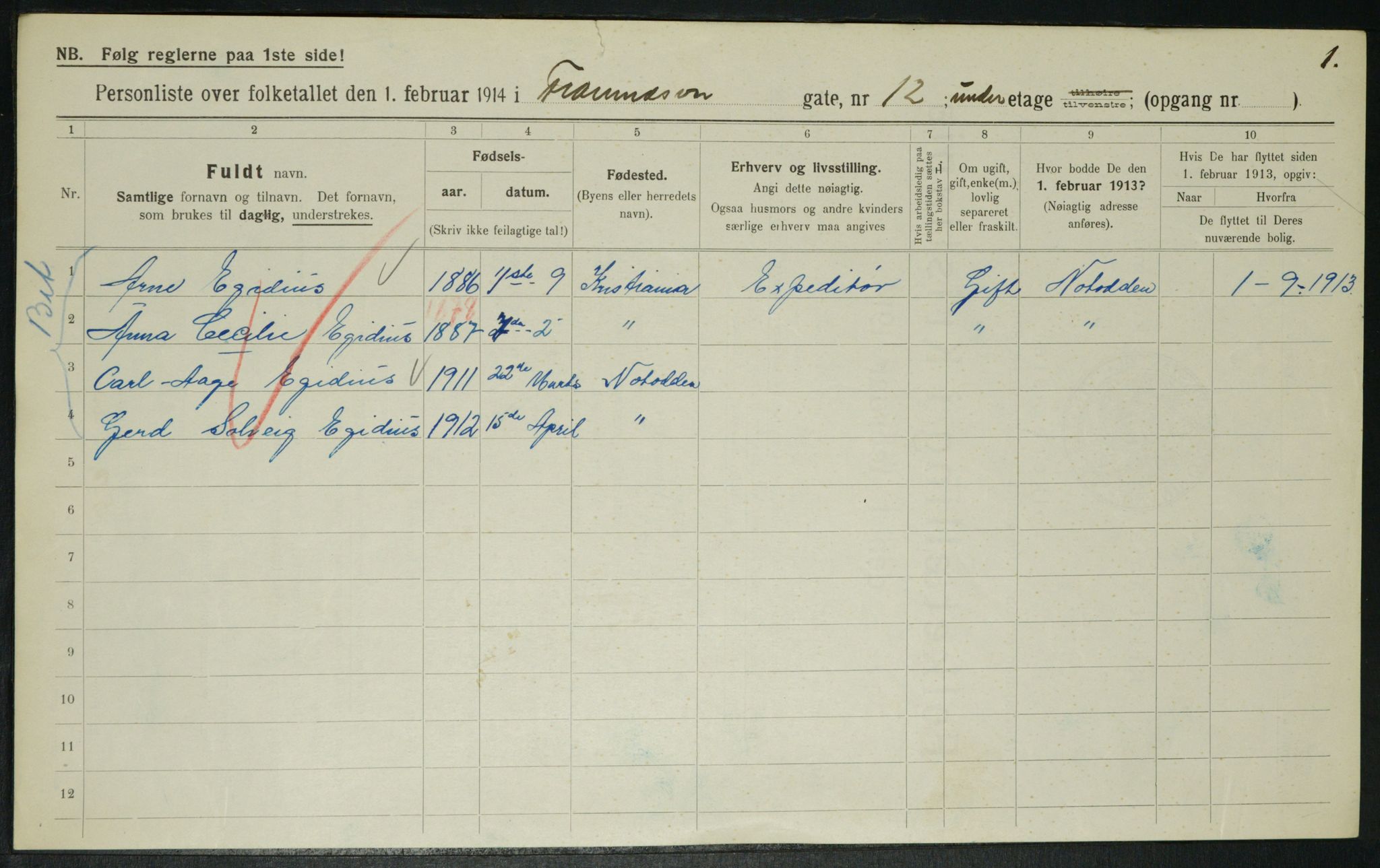 OBA, Municipal Census 1914 for Kristiania, 1914, p. 25634