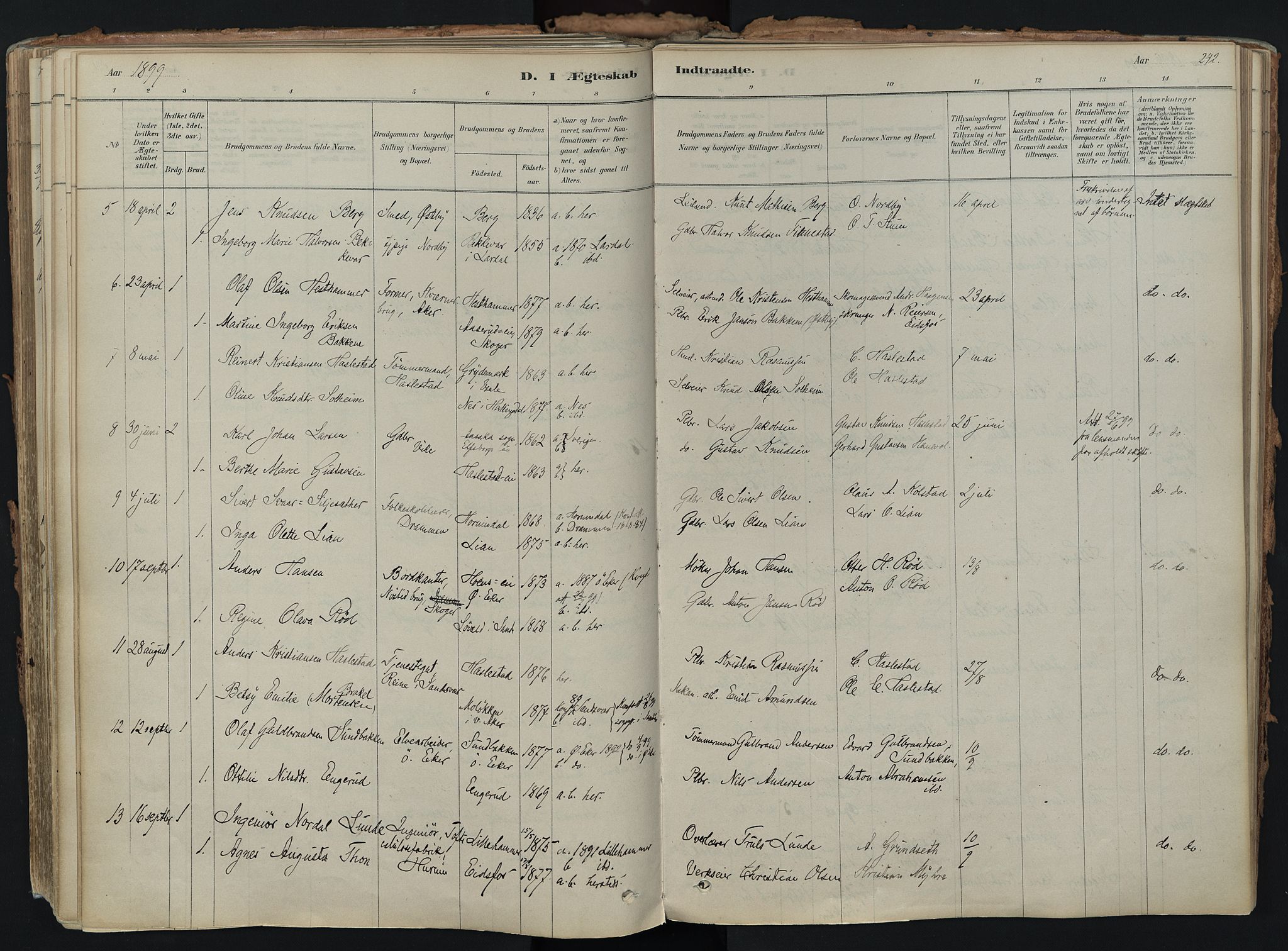 Hof kirkebøker, AV/SAKO-A-64/F/Fa/L0007: Parish register (official) no. I 7, 1878-1940, p. 242