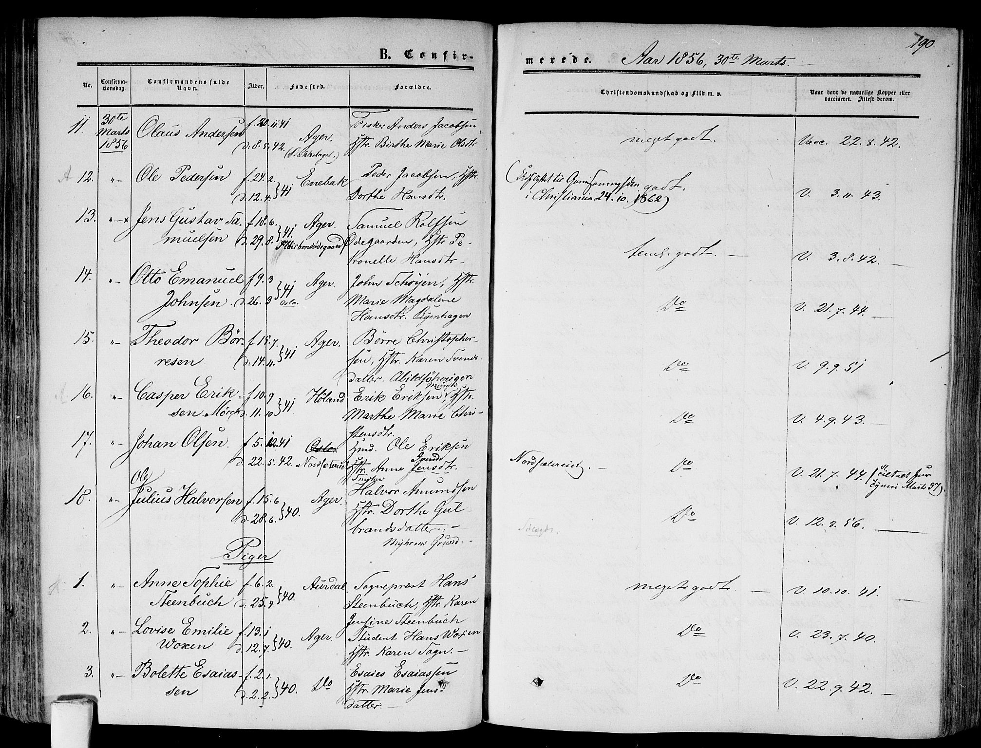 Gamlebyen prestekontor Kirkebøker, AV/SAO-A-10884/F/Fa/L0004: Parish register (official) no. 4, 1850-1857, p. 190