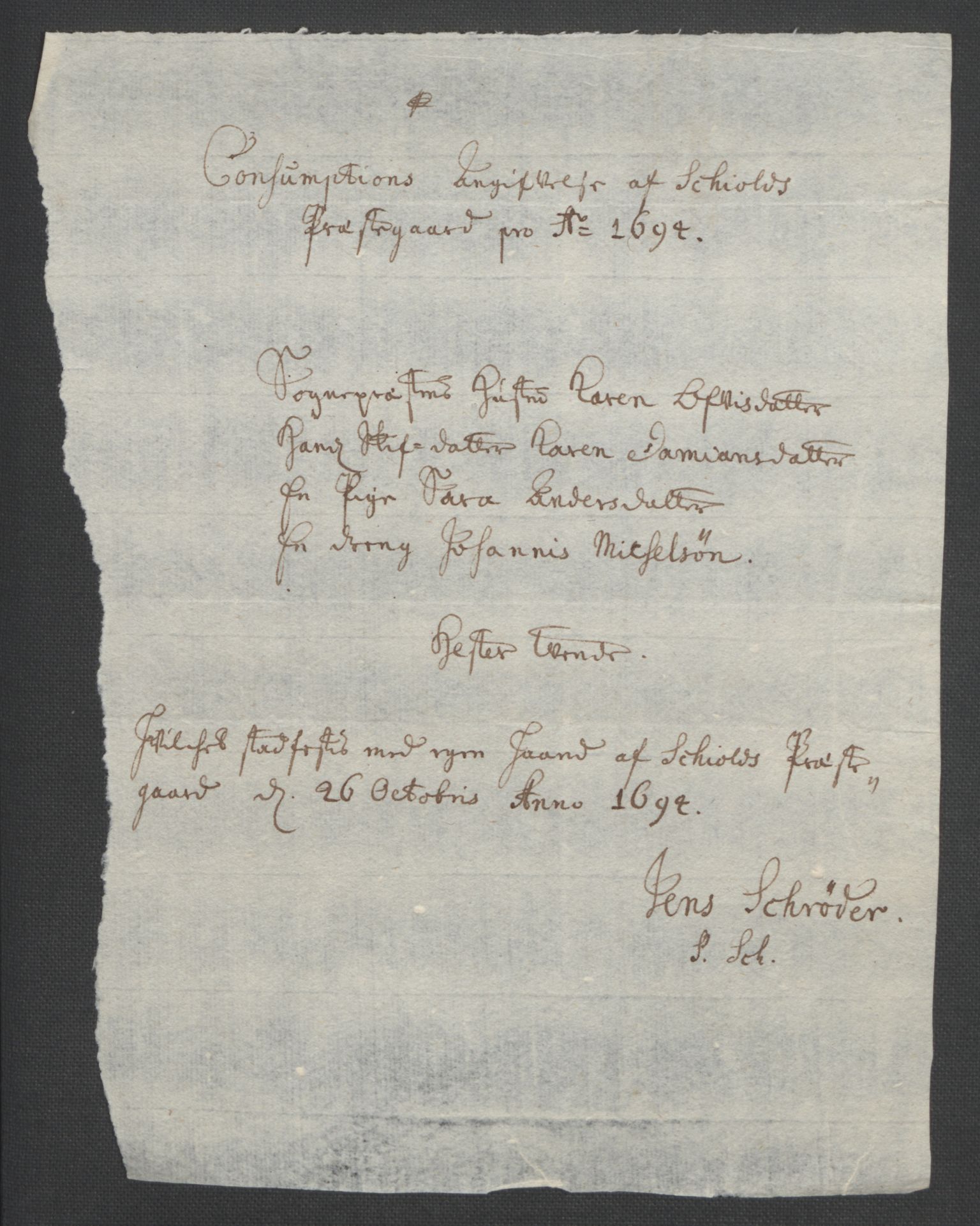 Rentekammeret inntil 1814, Reviderte regnskaper, Fogderegnskap, AV/RA-EA-4092/R47/L2857: Fogderegnskap Ryfylke, 1694-1696, p. 28