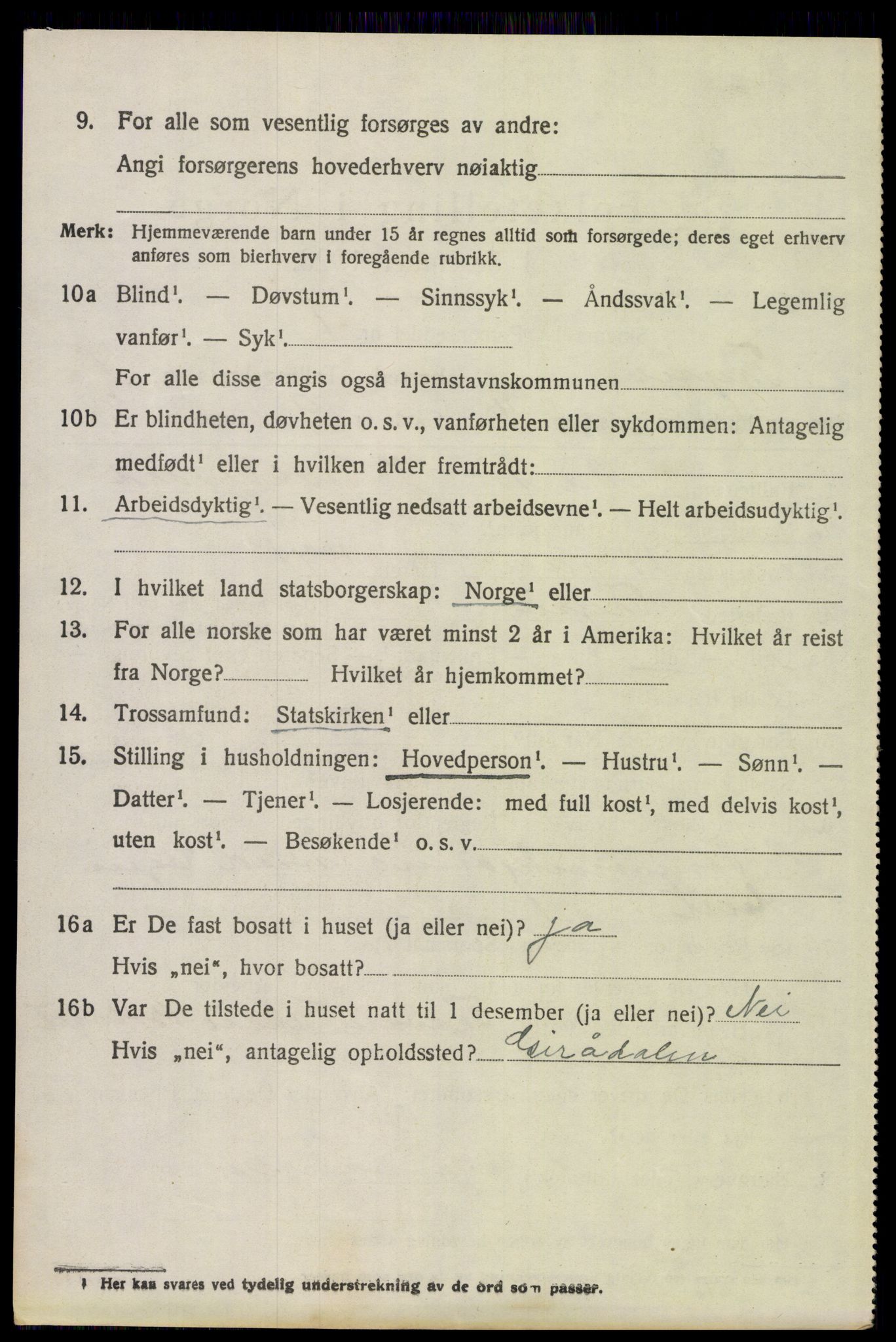 SAH, 1920 census for Trysil, 1920, p. 5388