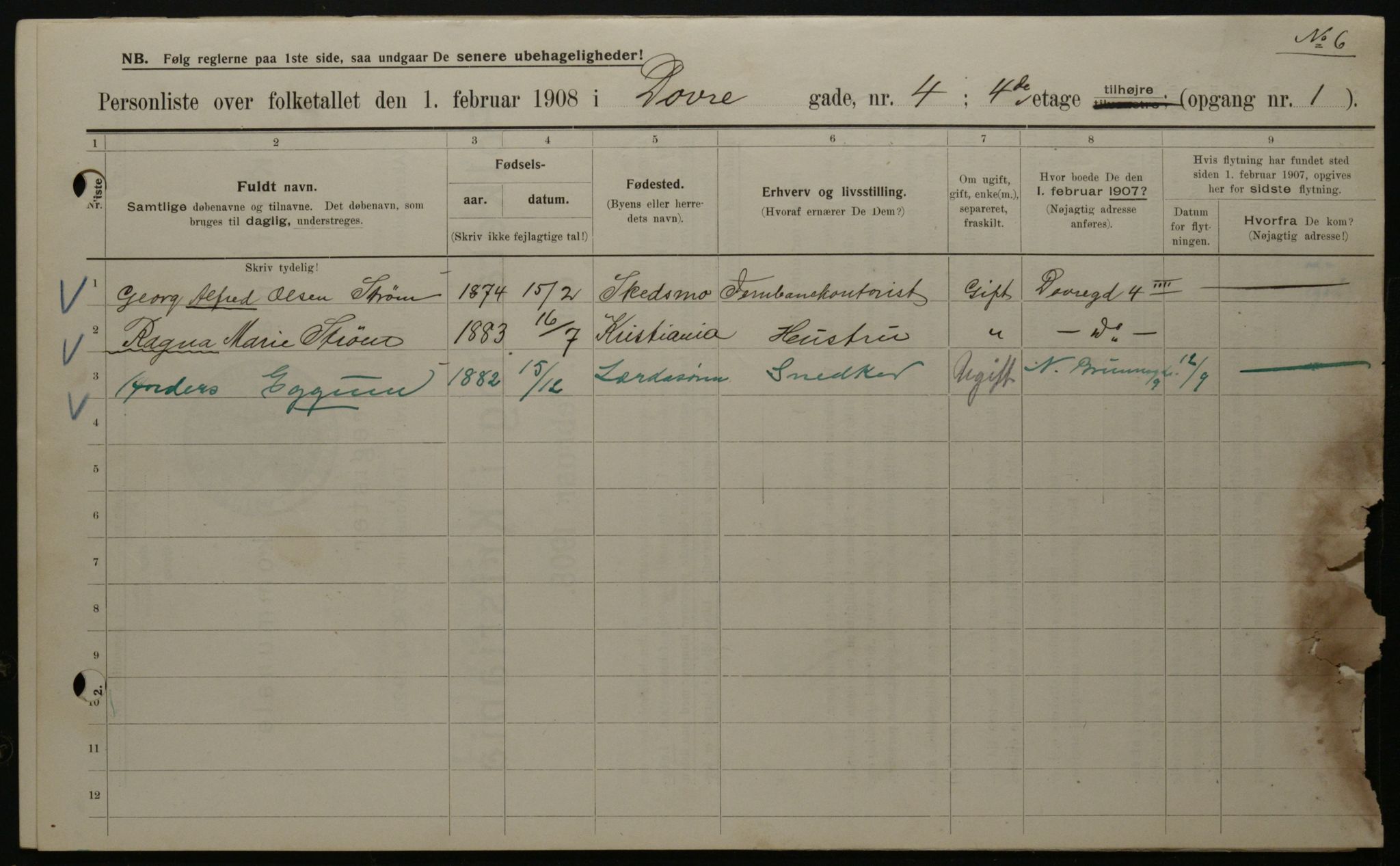 OBA, Municipal Census 1908 for Kristiania, 1908, p. 14969