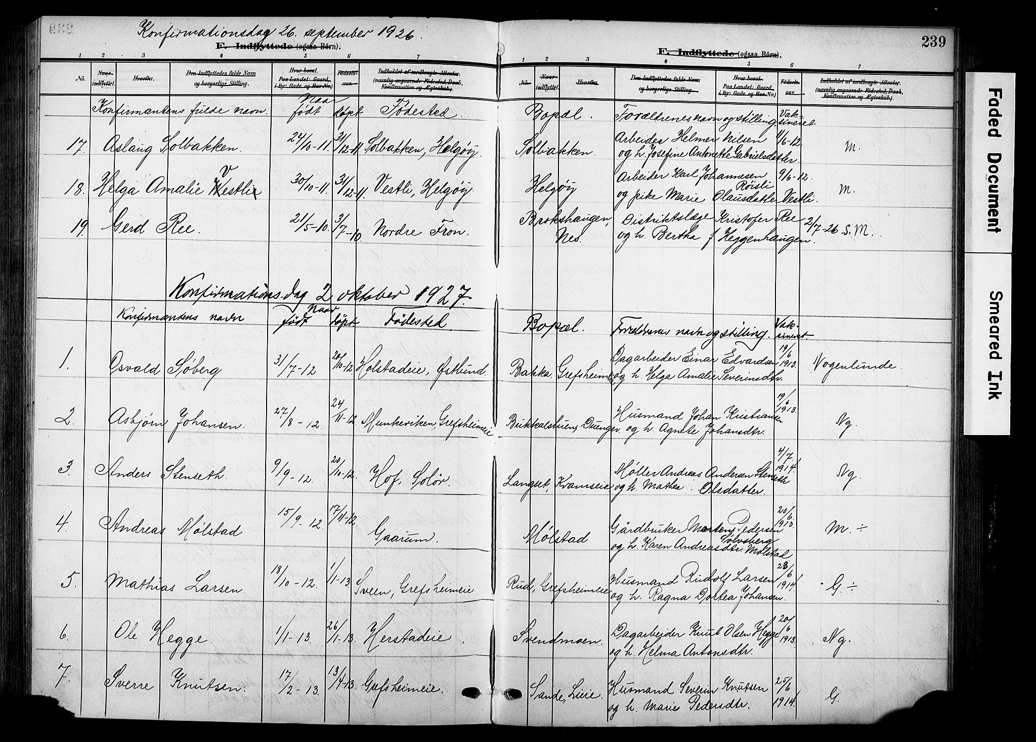 Nes prestekontor, Hedmark, SAH/PREST-020/K/Ka/L0014: Parish register (official) no. 14, 1906-1929, p. 239