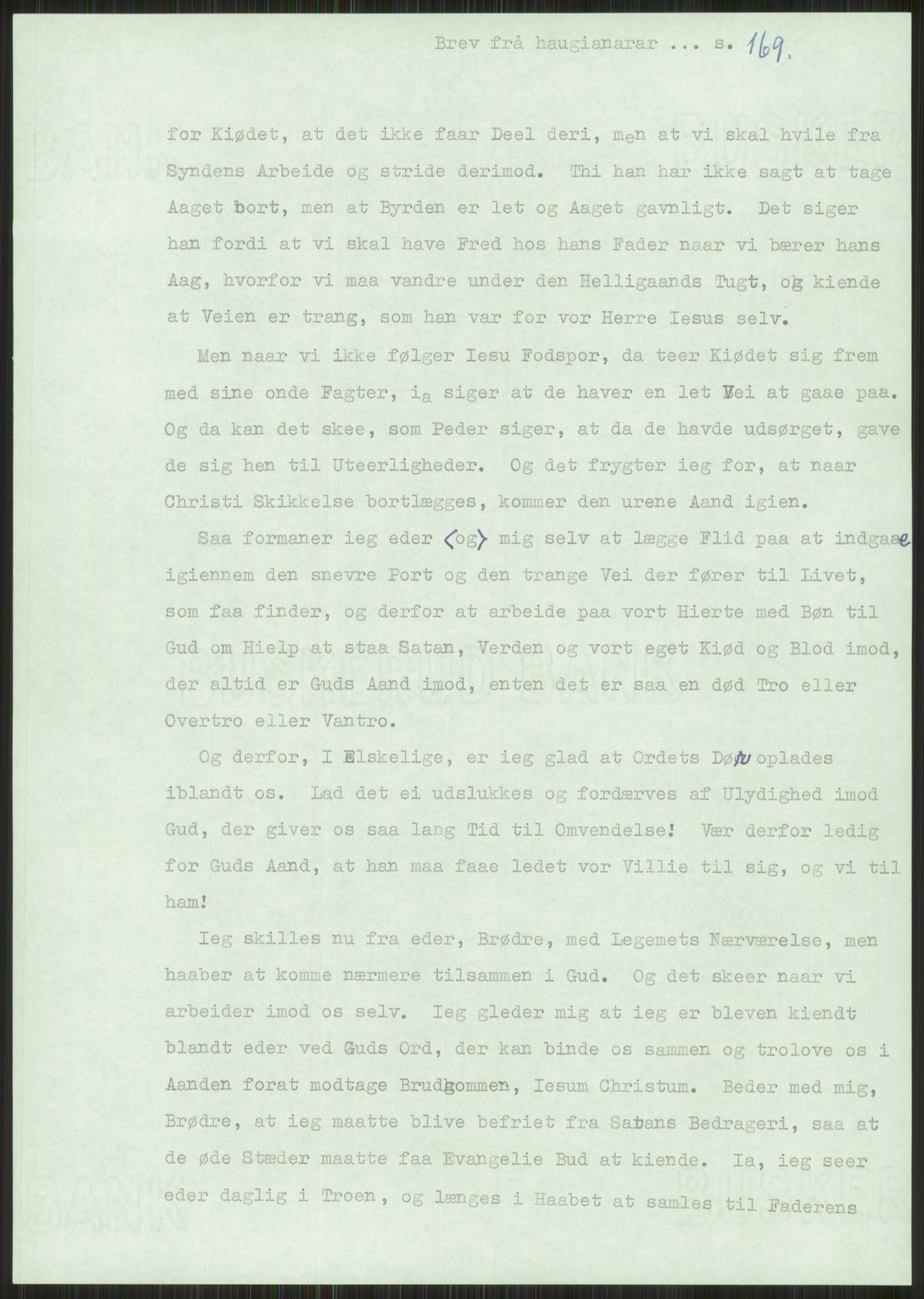 Samlinger til kildeutgivelse, Haugianerbrev, AV/RA-EA-6834/F/L0001: Haugianerbrev I: 1760-1804, 1760-1804, p. 169