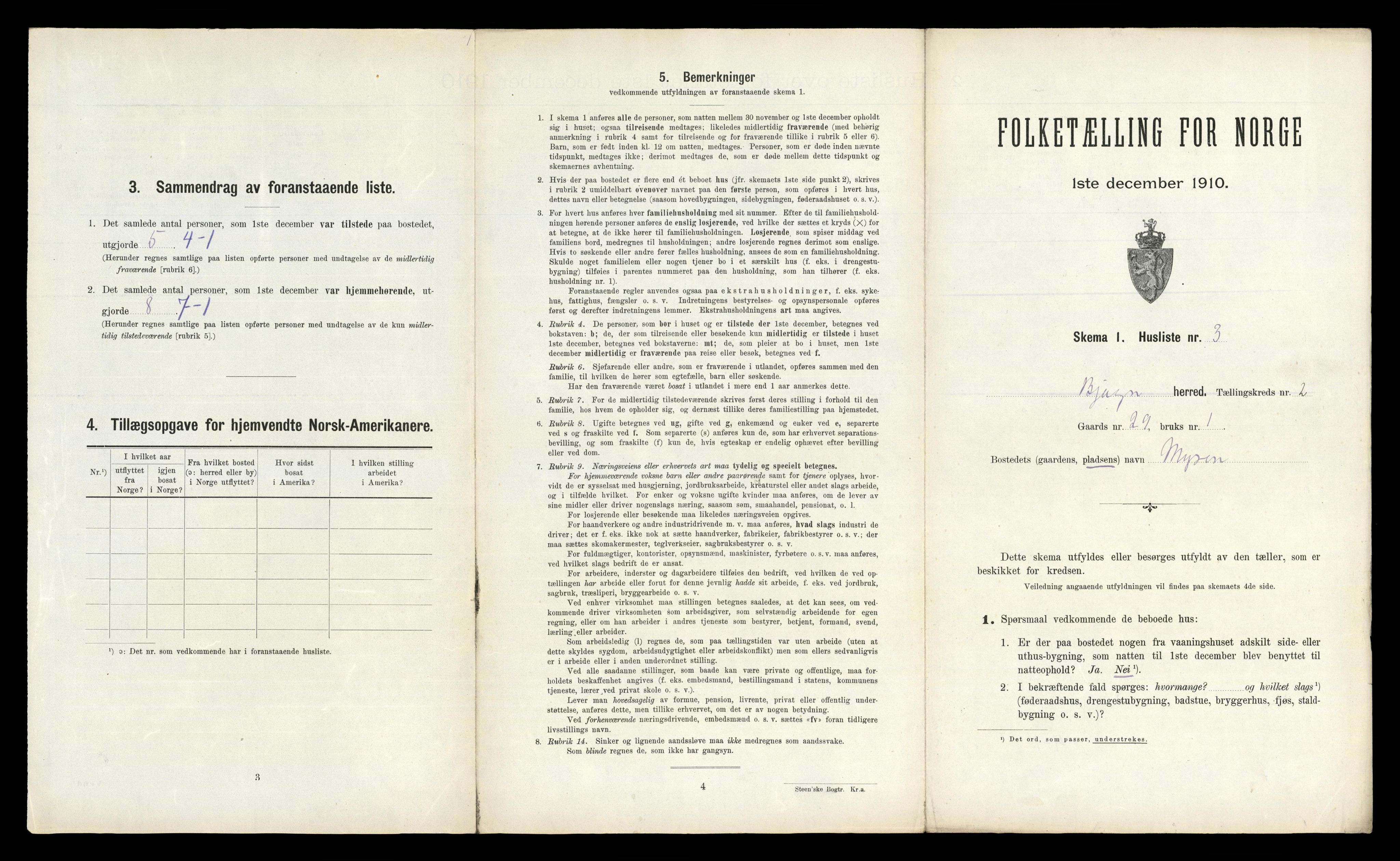 RA, 1910 census for Bjugn, 1910, p. 311