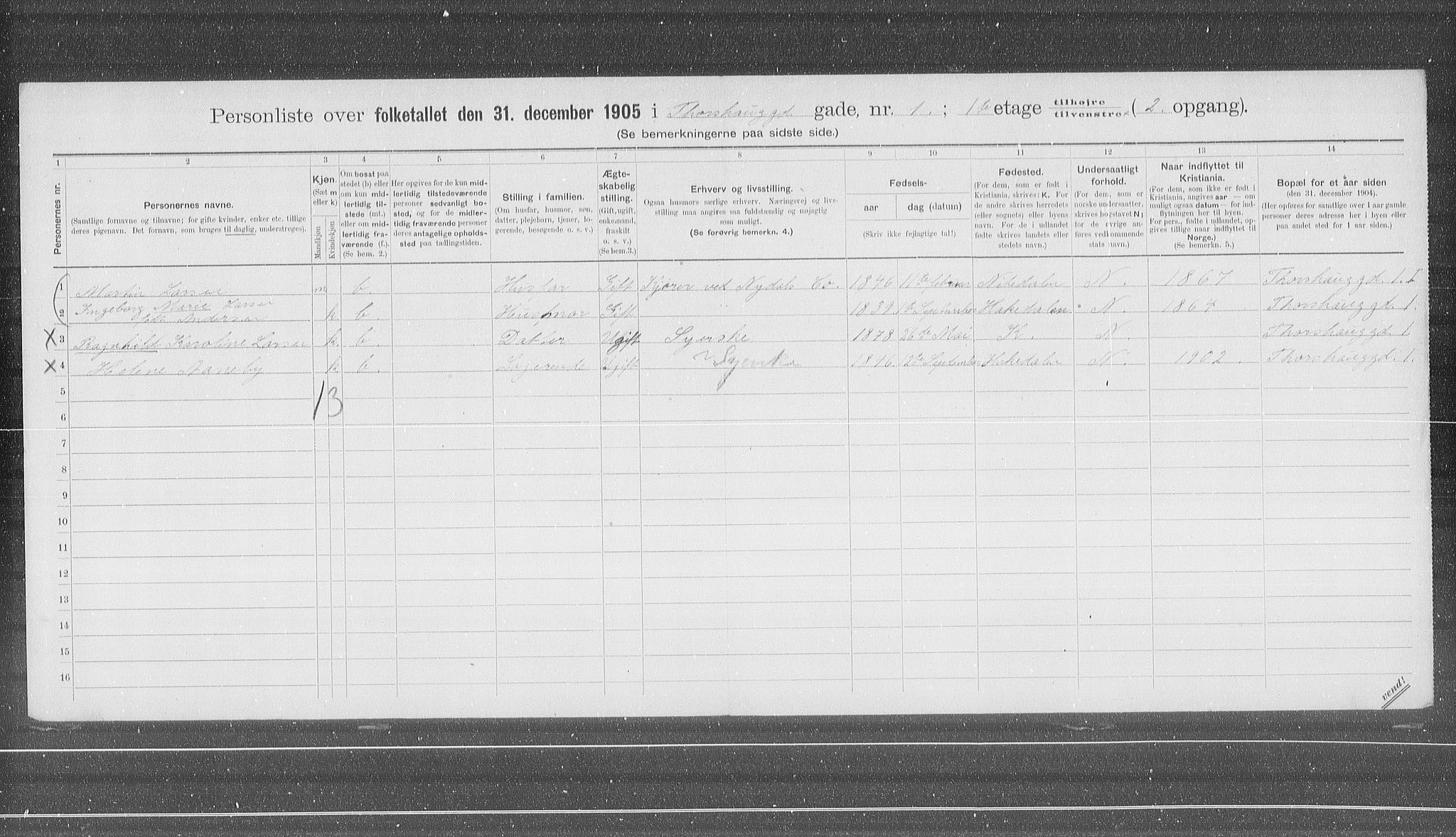 OBA, Municipal Census 1905 for Kristiania, 1905, p. 59845