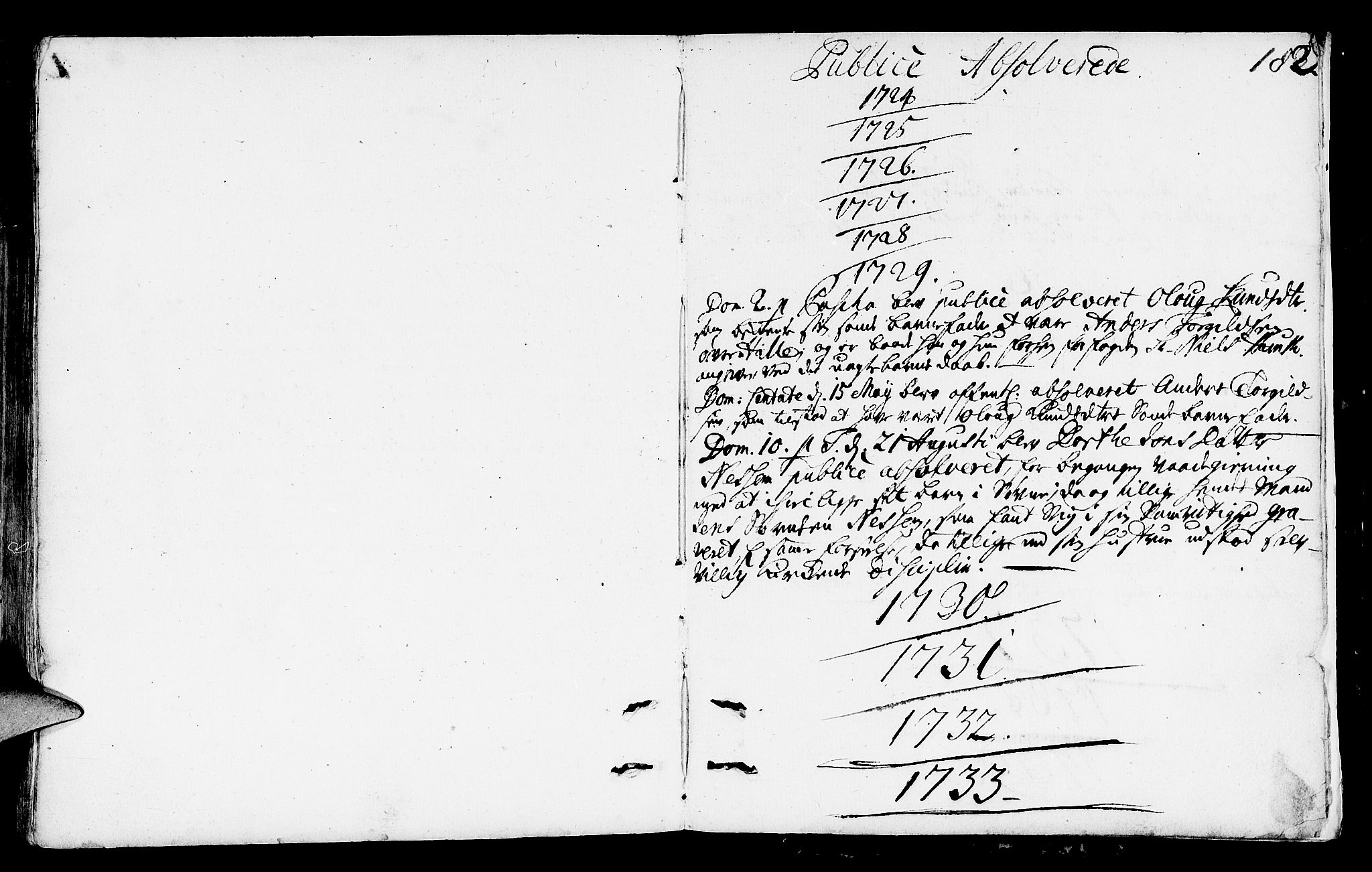 Nedstrand sokneprestkontor, SAST/A-101841/01/IV: Parish register (official) no. A 1 /2, 1724-1740, p. 182