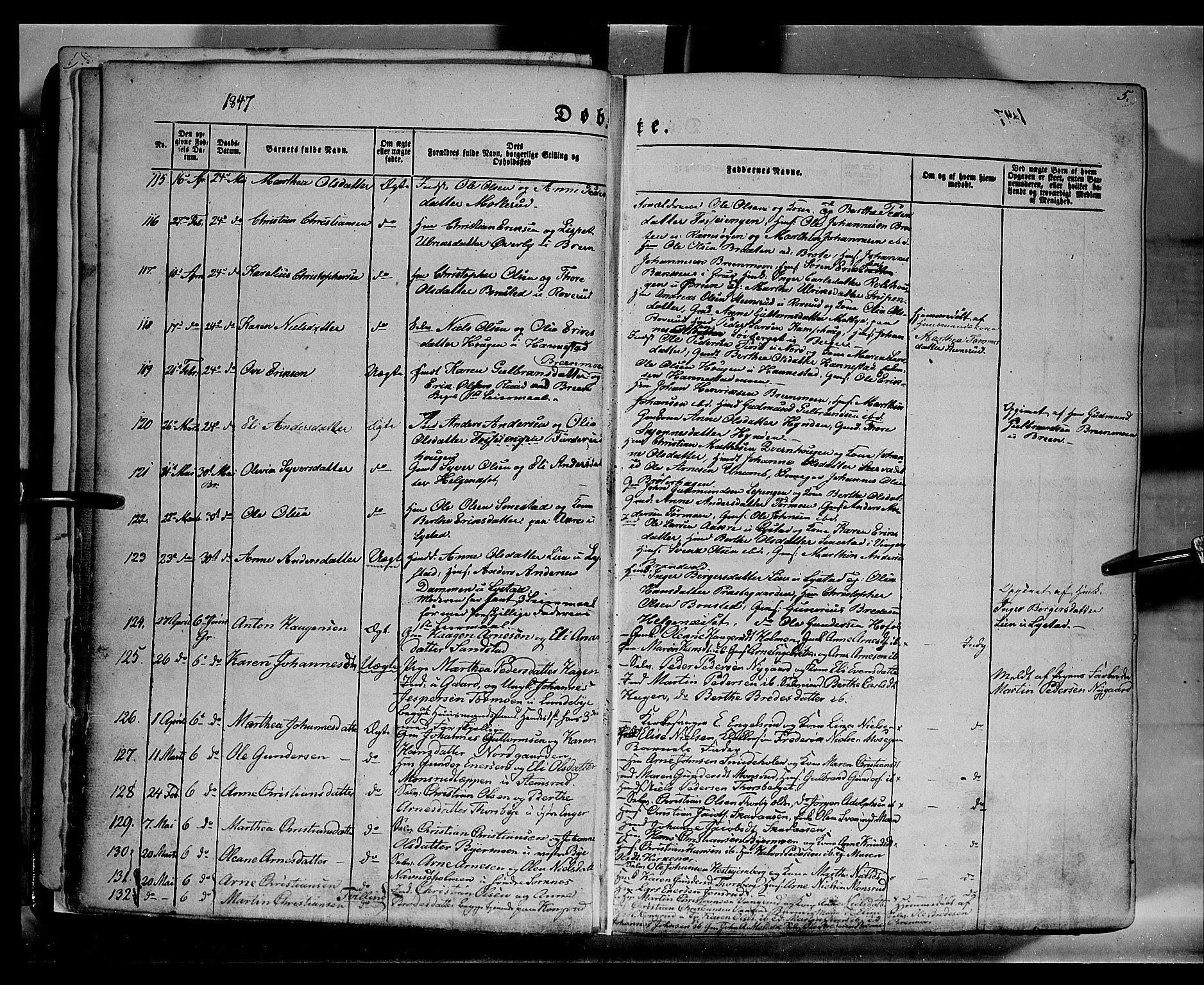 Grue prestekontor, AV/SAH-PREST-036/H/Ha/Haa/L0008: Parish register (official) no. 8, 1847-1858, p. 5